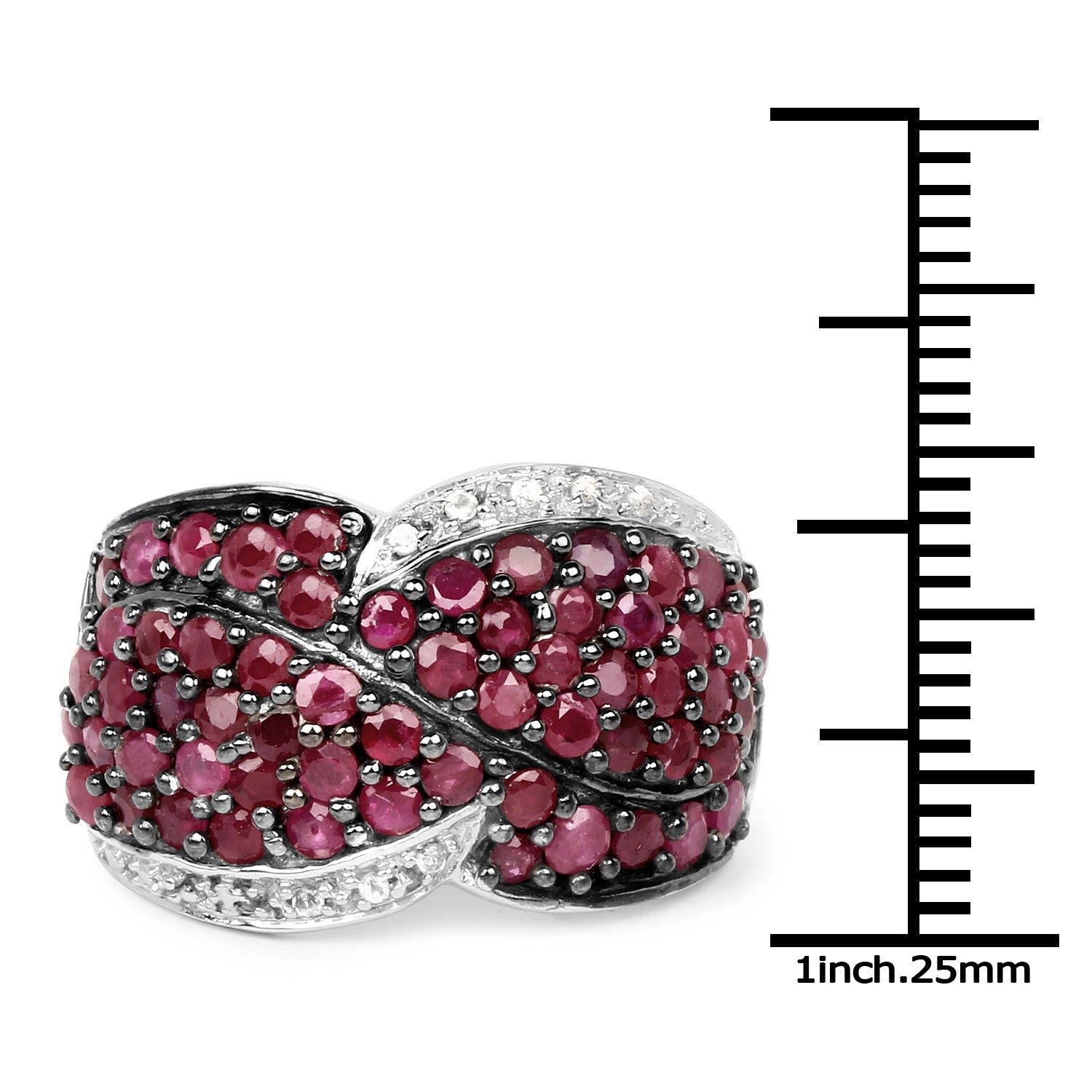 3.06 Carat Genuine Ruby & White Topaz .925 Sterling Silver Ring on sale at MyriadMart