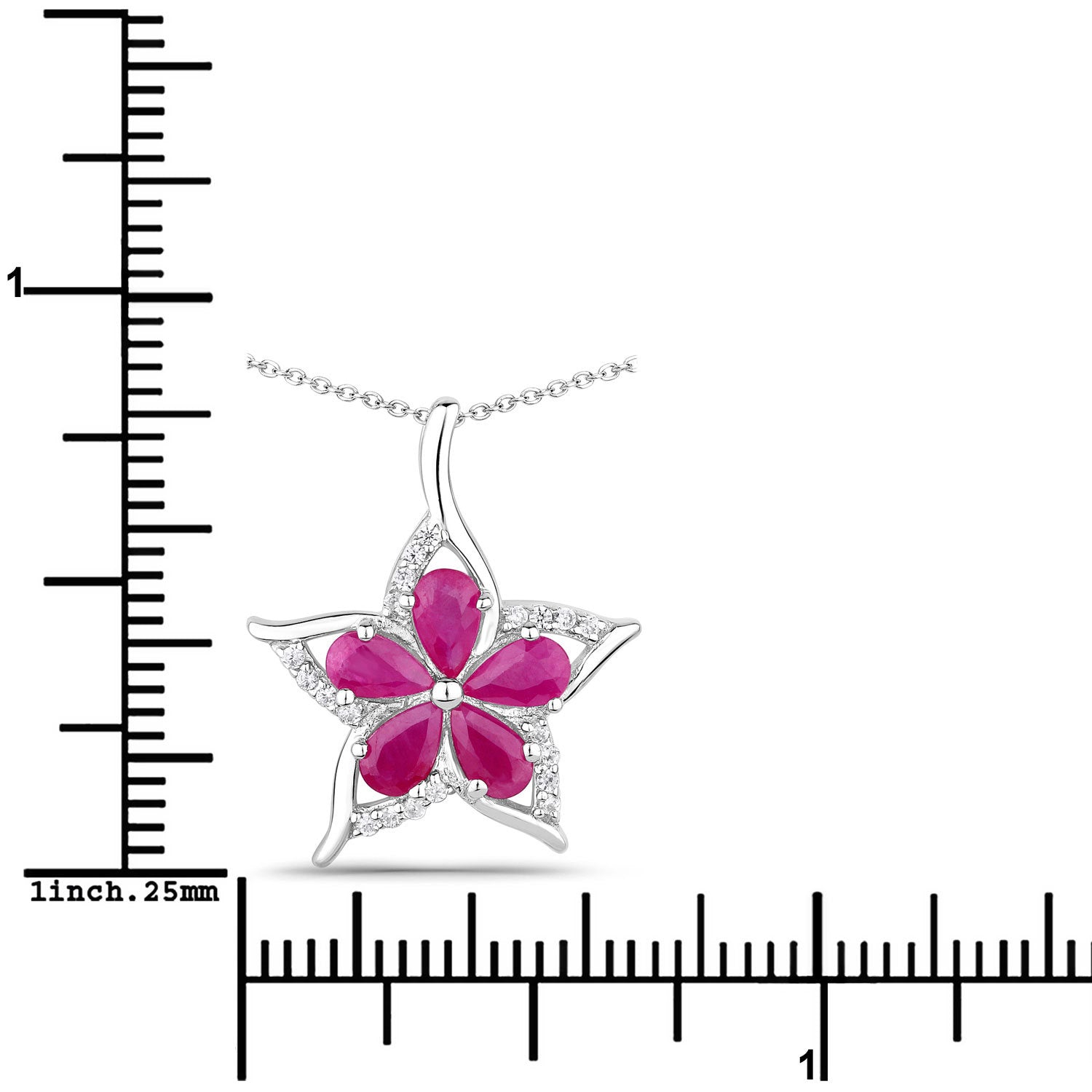 1.37 Carat Genuine Ruby and White Zircon .925 Sterling Silver Pendant on sale at MyriadMart