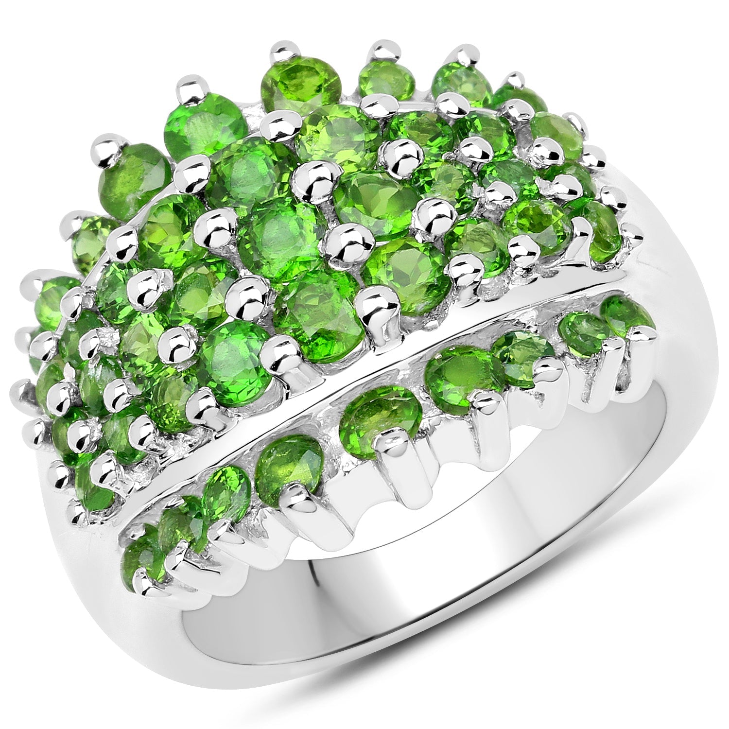 2.48 Carat Genuine Chrome Diopside .925 Sterling Silver Ring on sale at MyriadMart