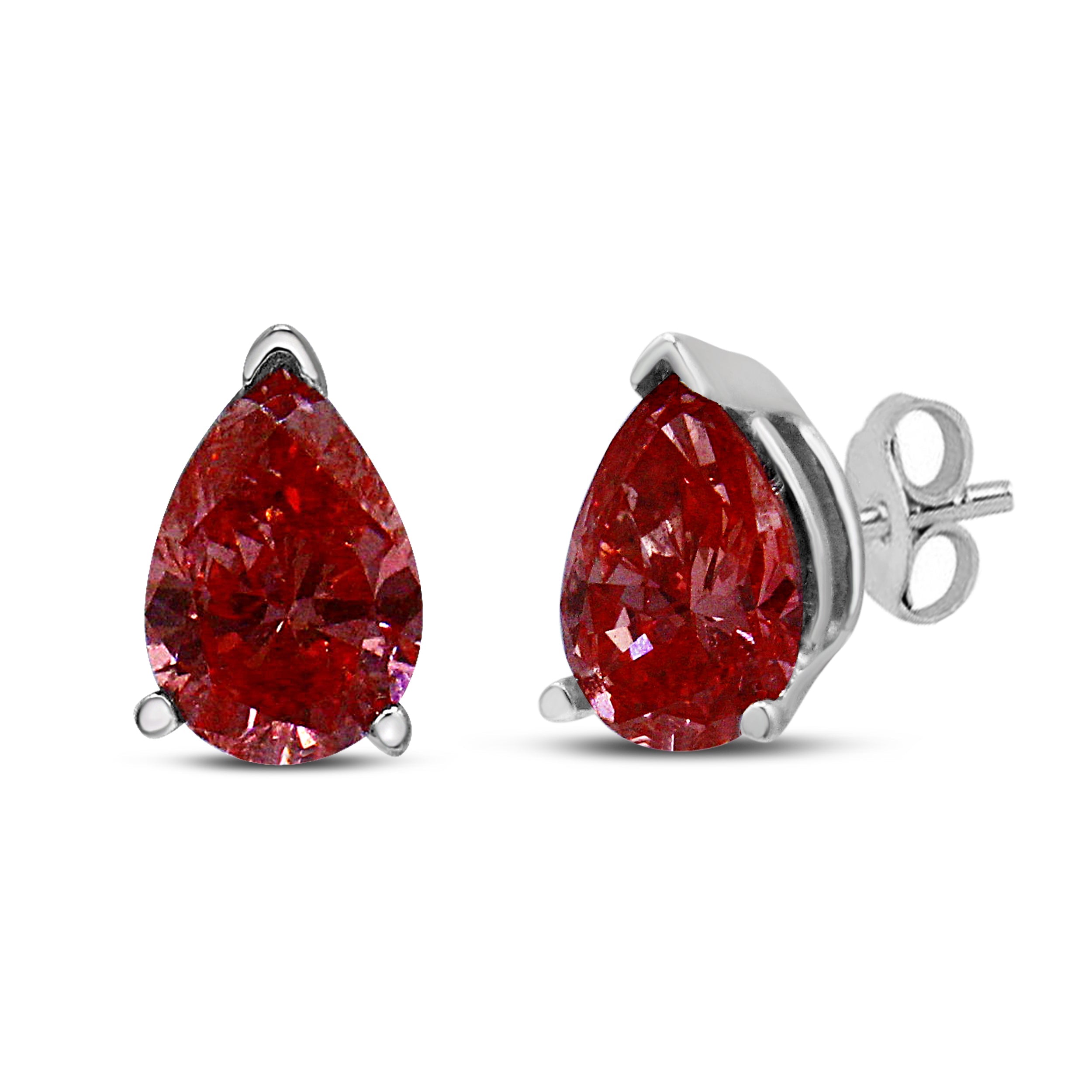 14K White Gold 1/2 Cttw Lab Grown Pink Pear Diamond 3 Prong Set Martini Solitaire Stud Earrings Pink Color, VS2-SI1 Clarity on sale at MyriadMart