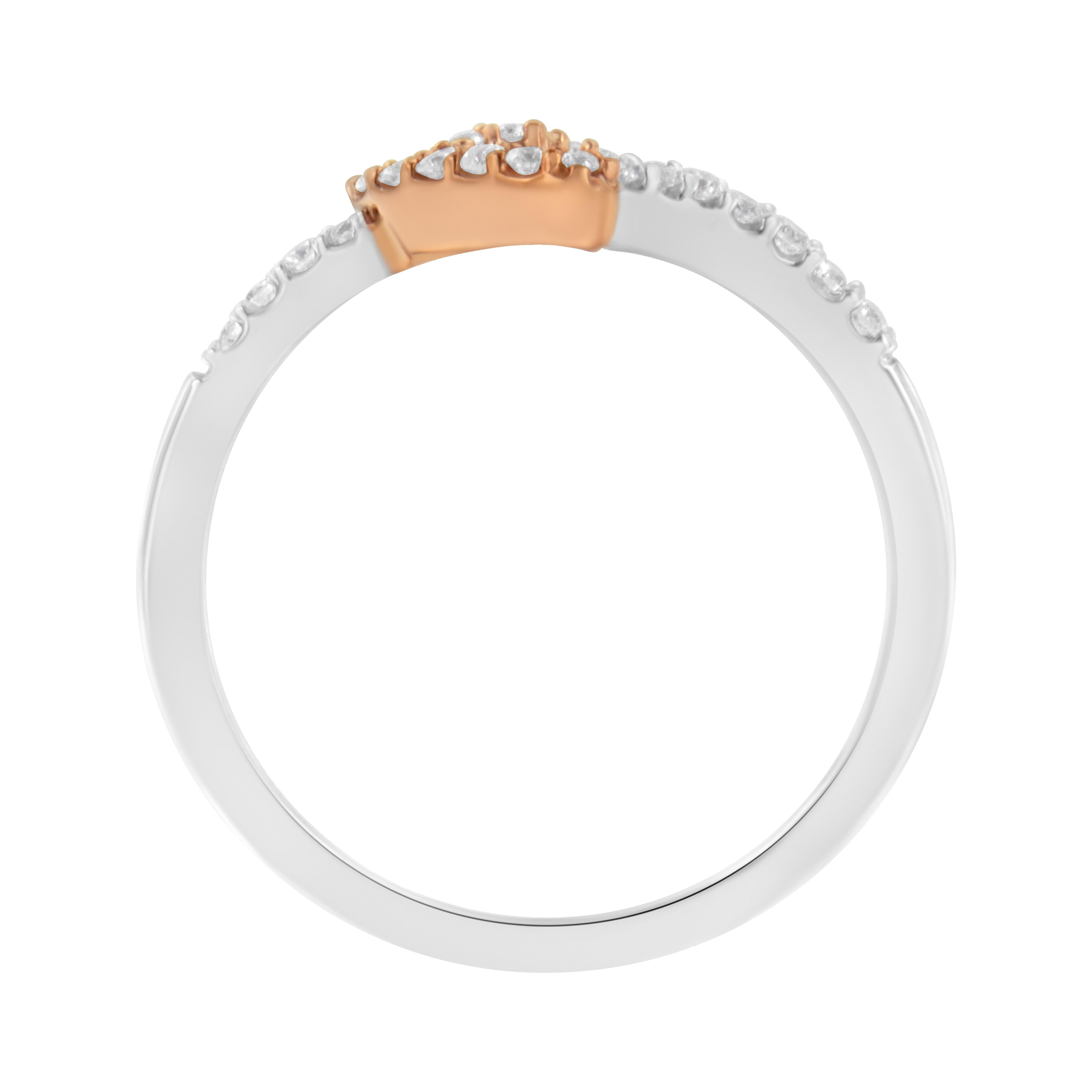 10K Two Toned Gold Diamond Heart Cocktail Ring 1/5 Cttw, H-I Color, I1-I2 Clarity - Size 6-1/2 on sale at MyriadMart
