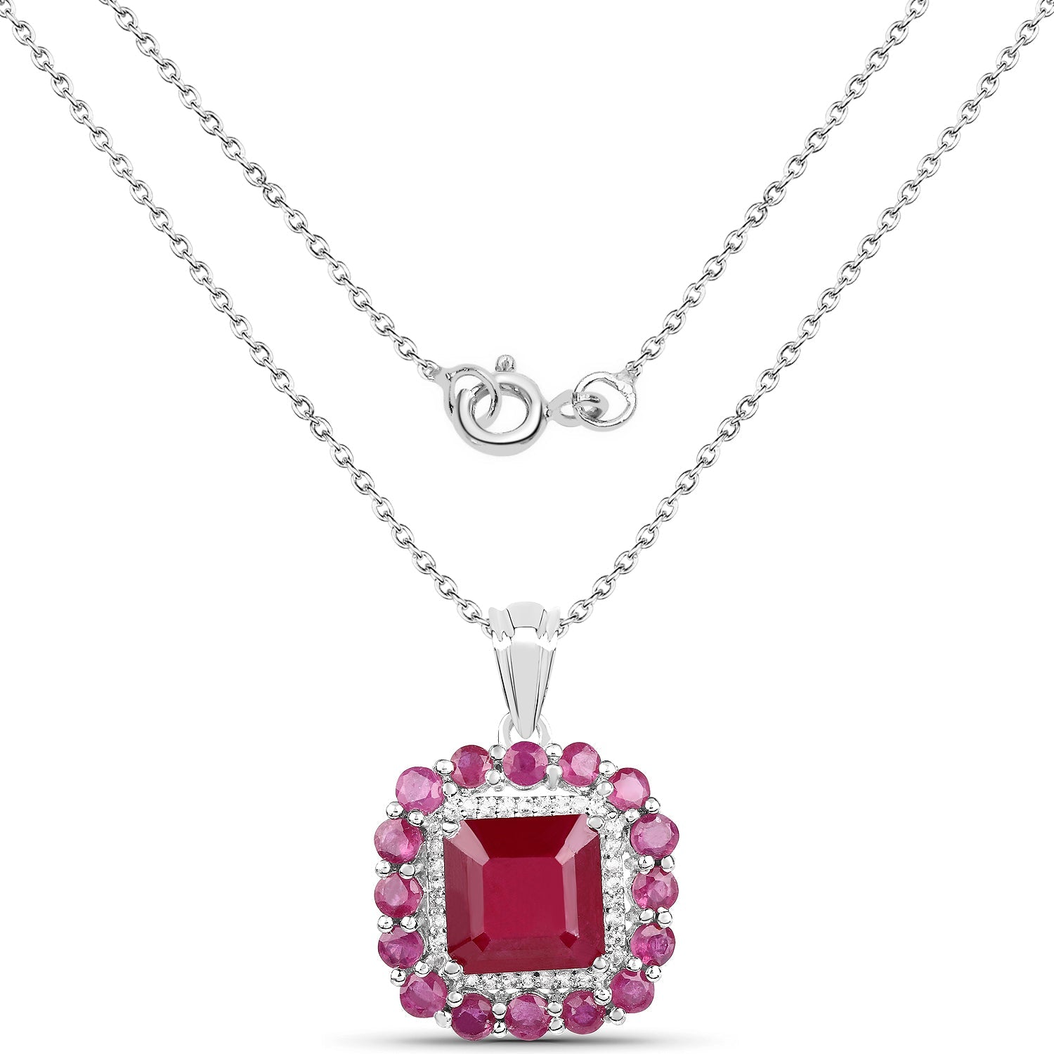 8.48 Carat Glass Filled Ruby and White Topaz .925 Sterling Silver Pendant on sale at MyriadMart