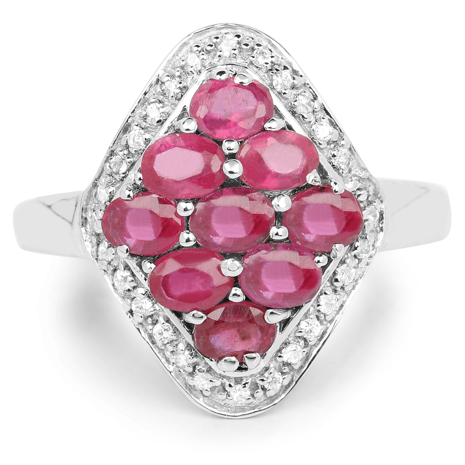 2.12 Carat Genuine Glass Filled Ruby & White Zircon .925 Sterling Silver Ring on sale at MyriadMart