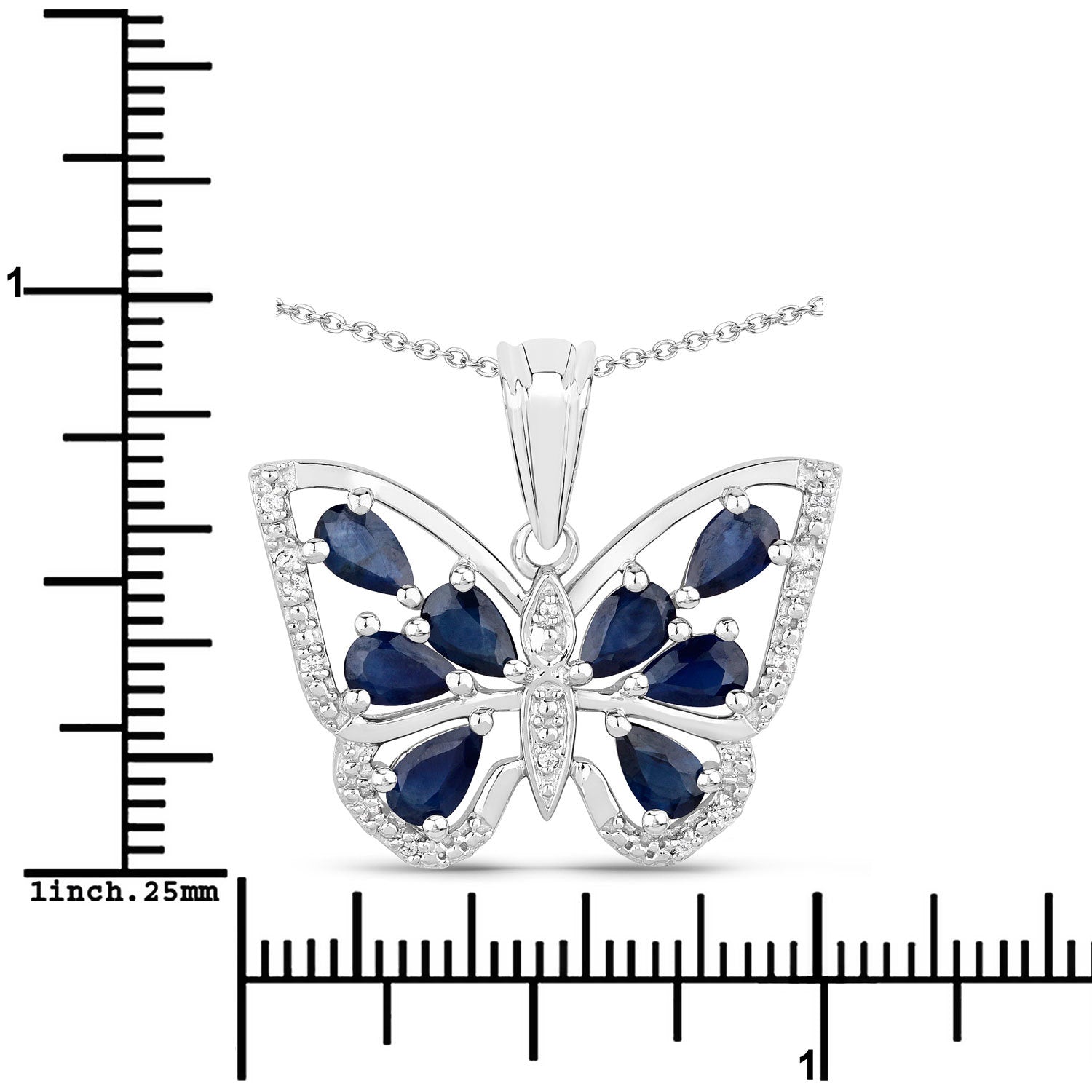 1.67 Carat Genuine Blue Sapphire and White Zircon .925 Sterling Silver Pendant on sale at MyriadMart