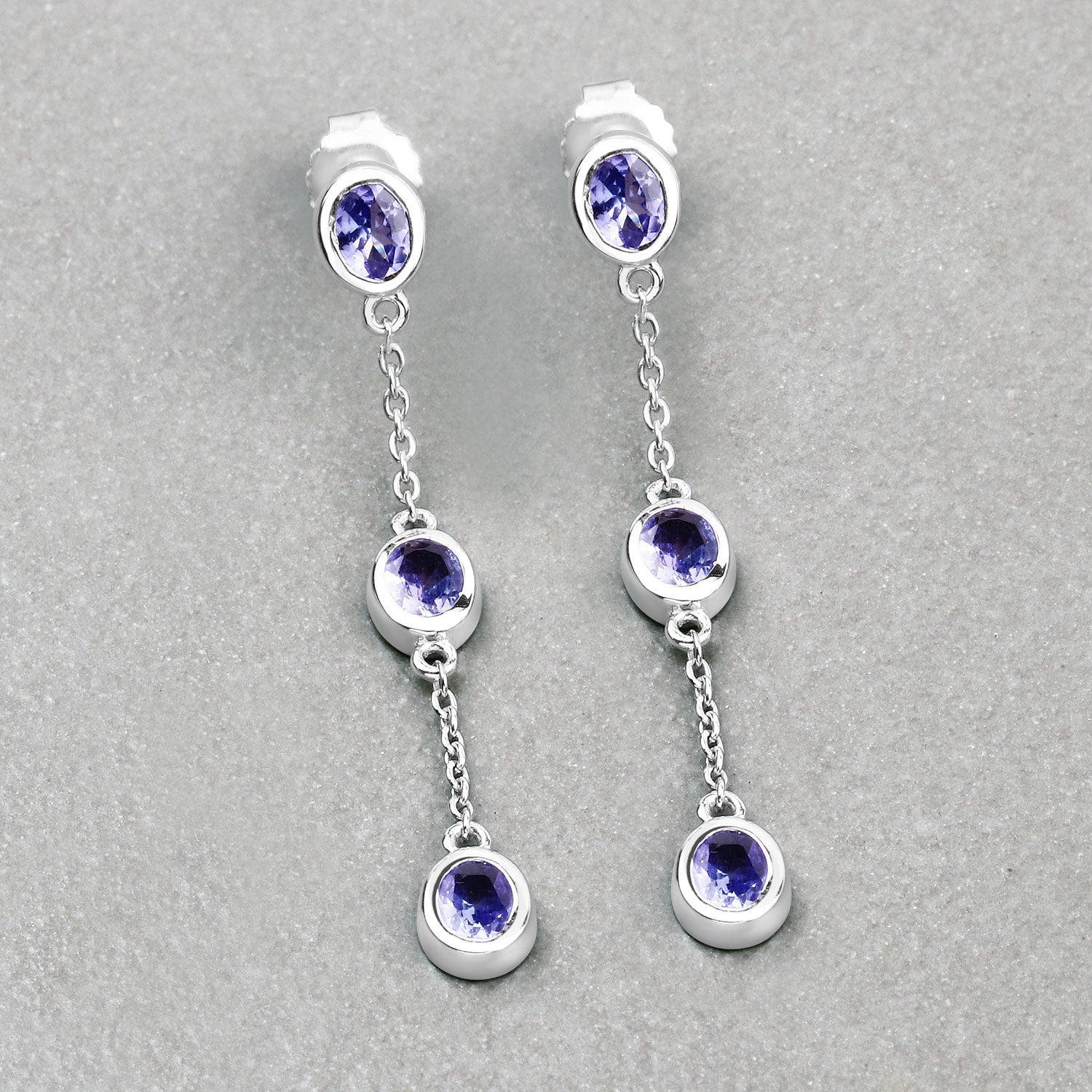 1.98 Carat Genuine Tanzanite .925 Sterling Silver Earrings on sale at MyriadMart