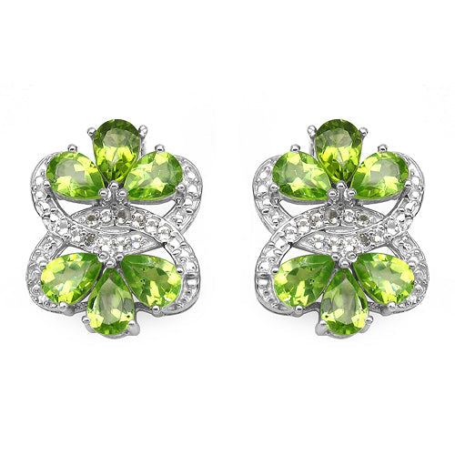 8.77 Carat Genuine Peridot & White Topaz .925 Sterling Silver Earrings on sale at MyriadMart