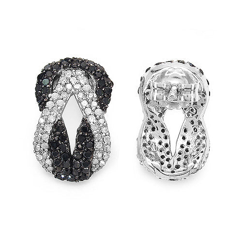 1.05 Carat Genuine Black Diamond & White Diamond .925 Sterling Silver Earrings on sale at MyriadMart