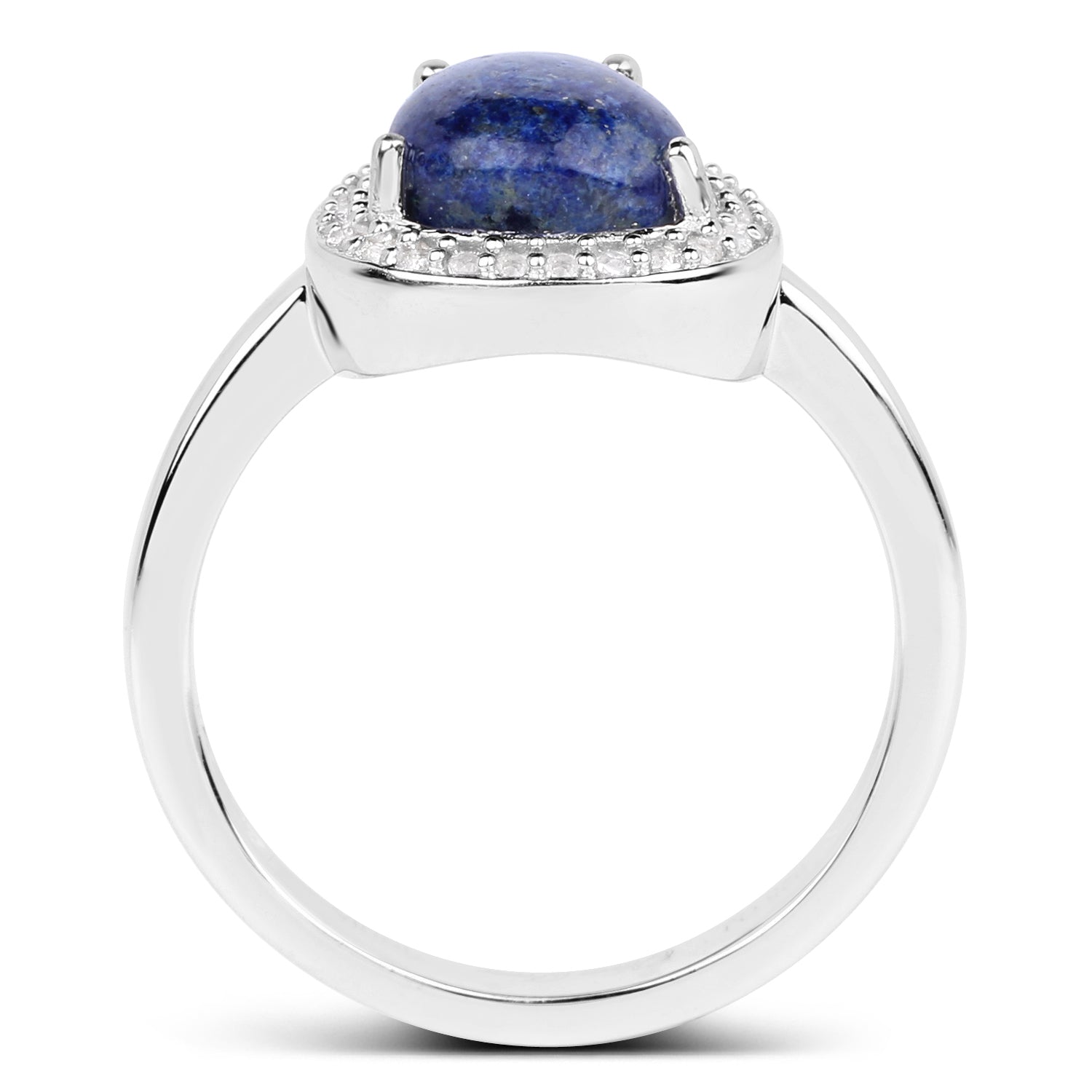 2.03 Carat Genuine Lapis And White Topaz .925 Sterling Silver Ring on sale at MyriadMart