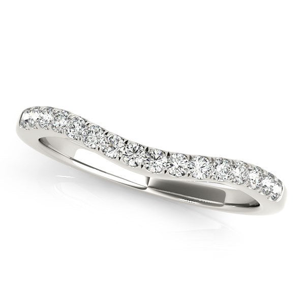14k White Gold Curvy Style Pave Set Diamond Wedding Band 1/5 cttw on sale at MyriadMart