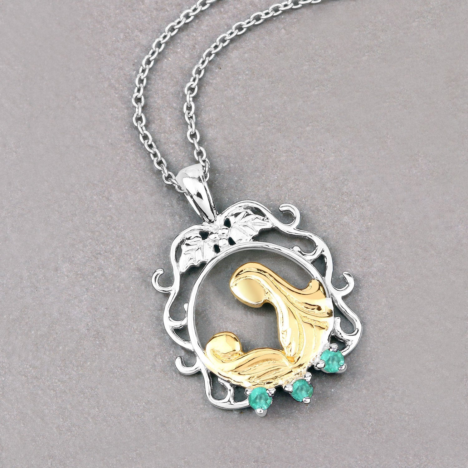 0.09 Carat Genuine Emerald .925 Sterling Silver Pendant on sale at MyriadMart