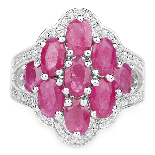 4.72 Carat Genuine Ruby and White Zircon .925 Sterling Silver Ring on sale at MyriadMart