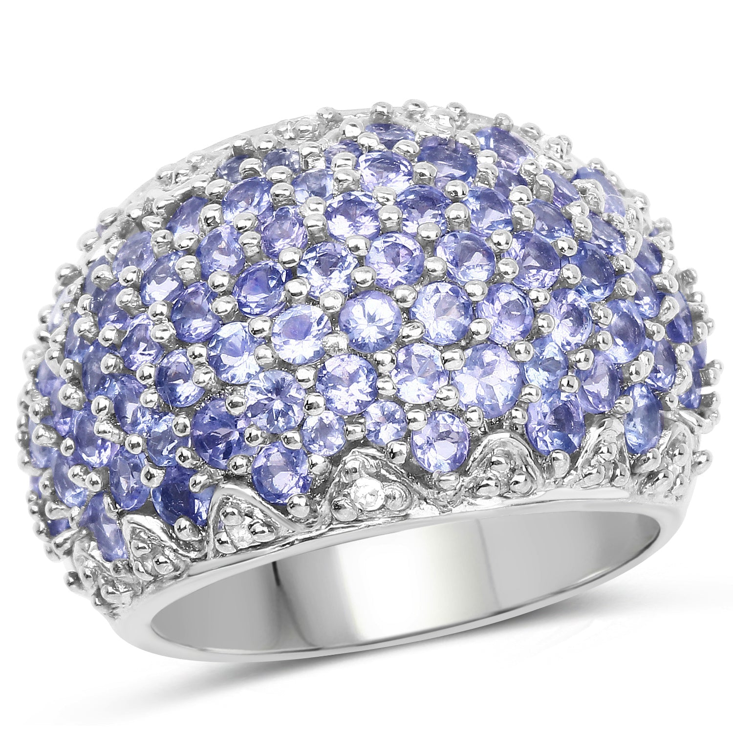 3.01 Carat Genuine Tanzanite and White Diamond .925 Sterling Silver Ring on sale at MyriadMart