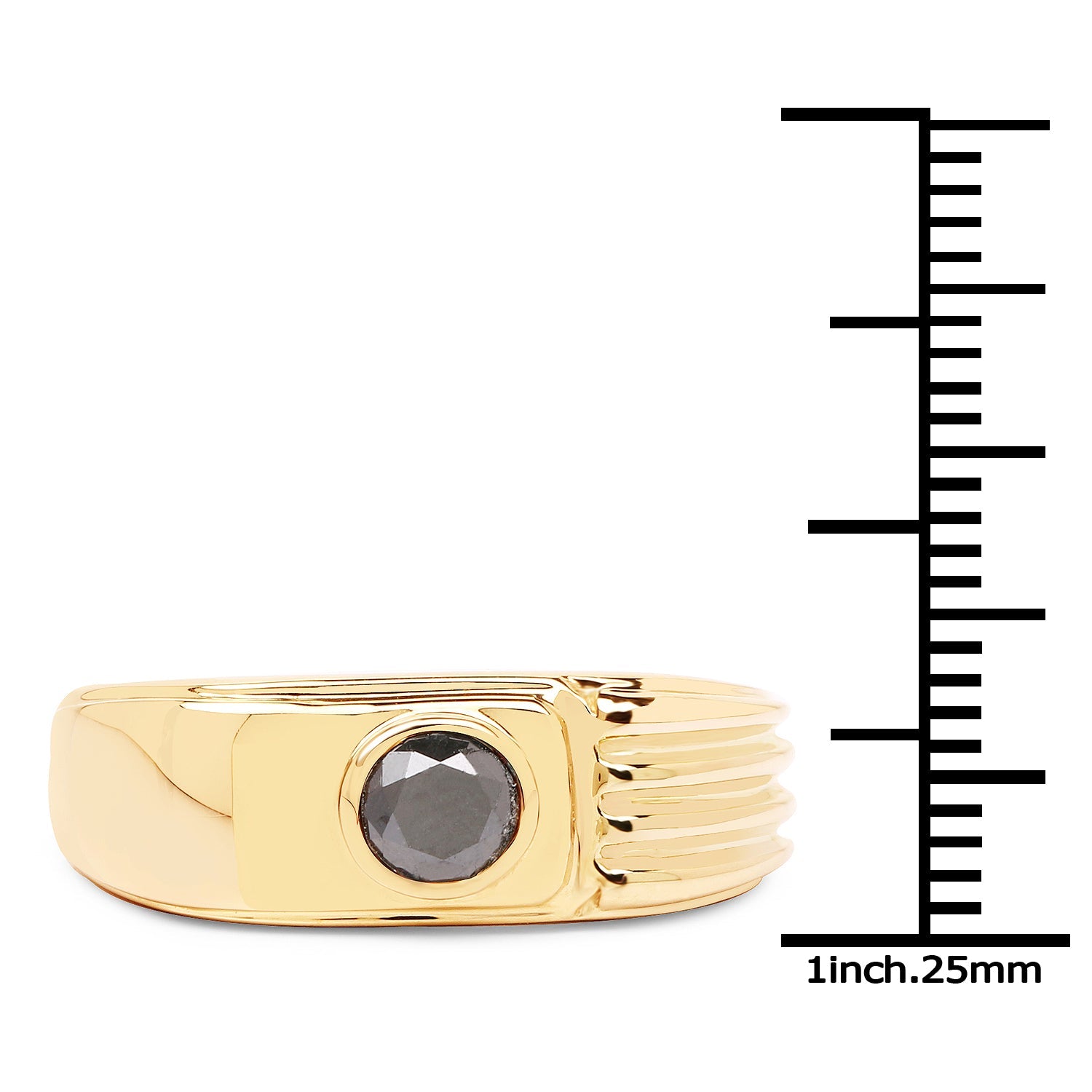14K Yellow Gold Plated 0.25 Carat Genuine Black Diamond .925 Sterling Silver Ring on sale at MyriadMart
