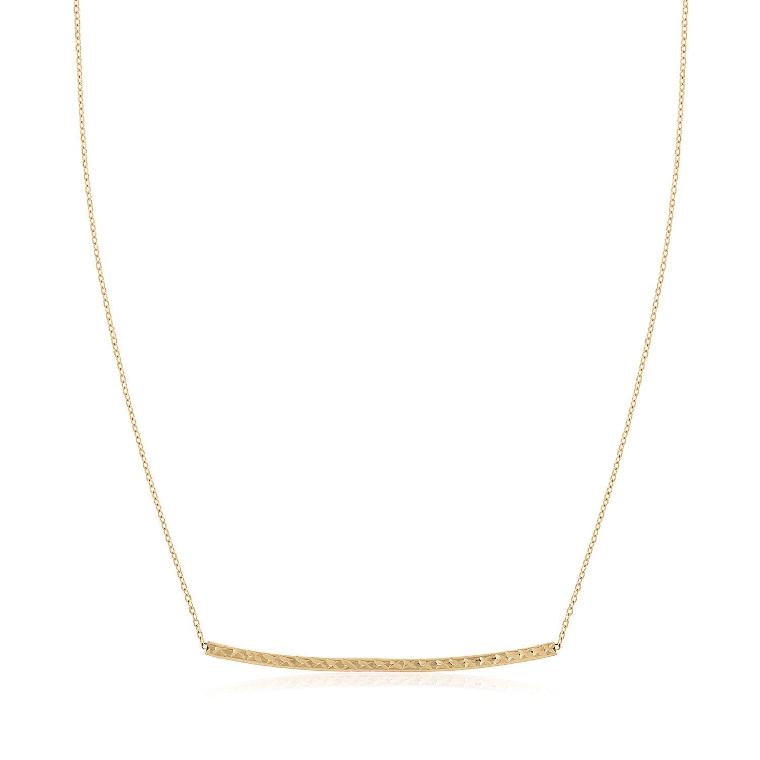 14k Yellow Gold Thin Textured Bar Necklace on sale at MyriadMart