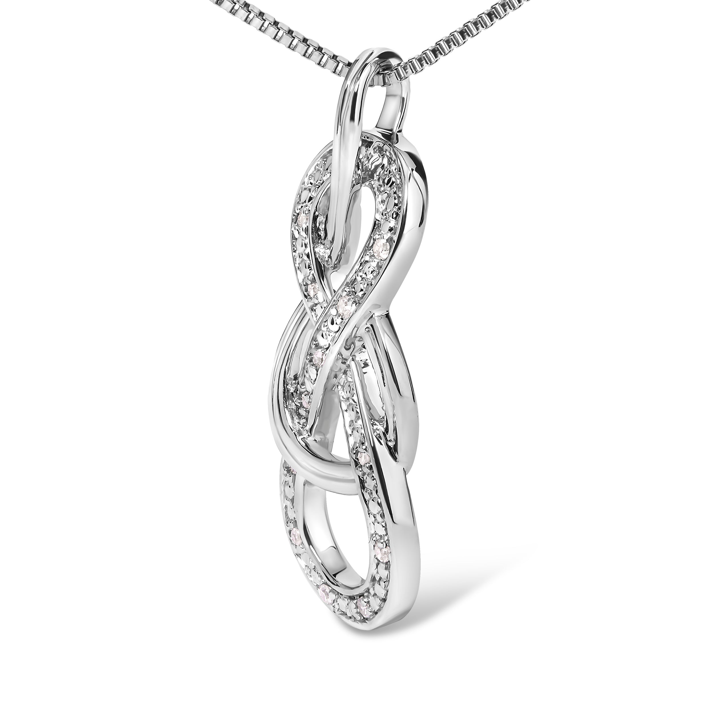 925 Sterling Silver Diamond Accent Interlocking Infinity Pendant Necklace H-I Color, I2-I3 Clarity - 18" Inches on sale at MyriadMart