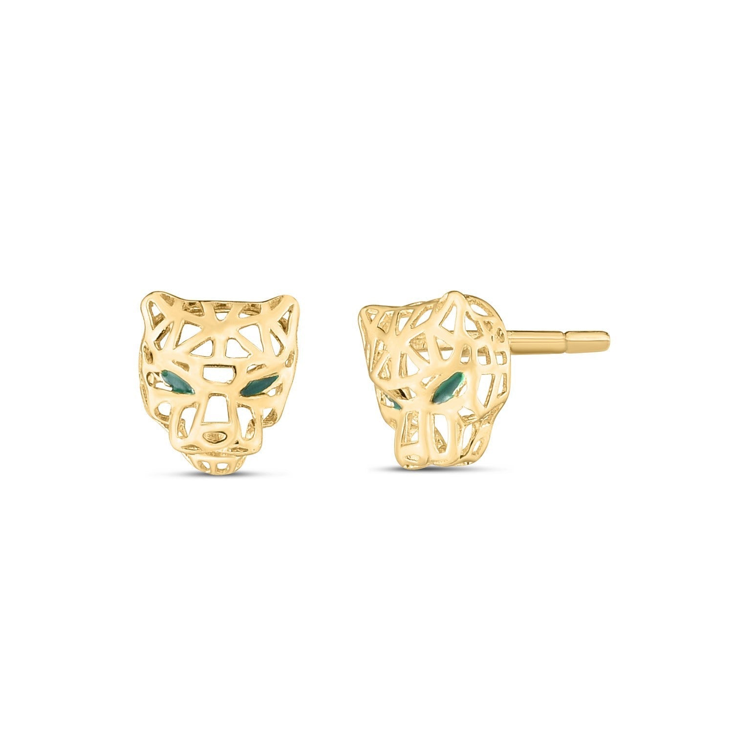 14k Yellow Gold Panther Head Stud Earrings on sale at MyriadMart