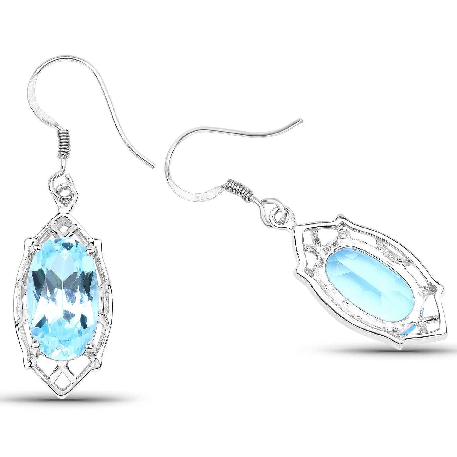 13.68 Carat Genuine Blue Topaz .925 Sterling Silver Earrings on sale at MyriadMart