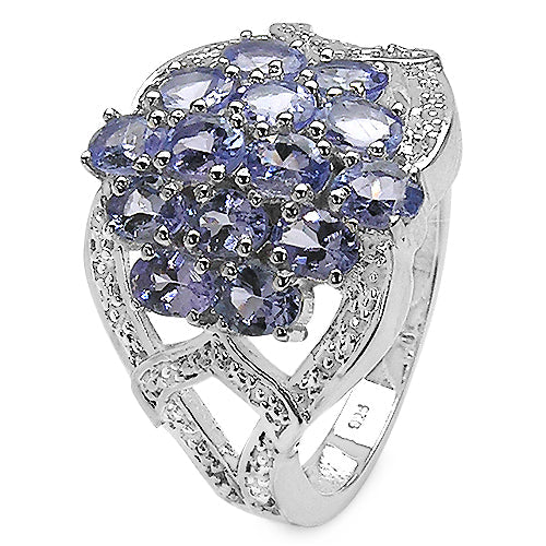 2.38 Carat Genuine Tanzanite .925 Sterling Silver Ring on sale at MyriadMart