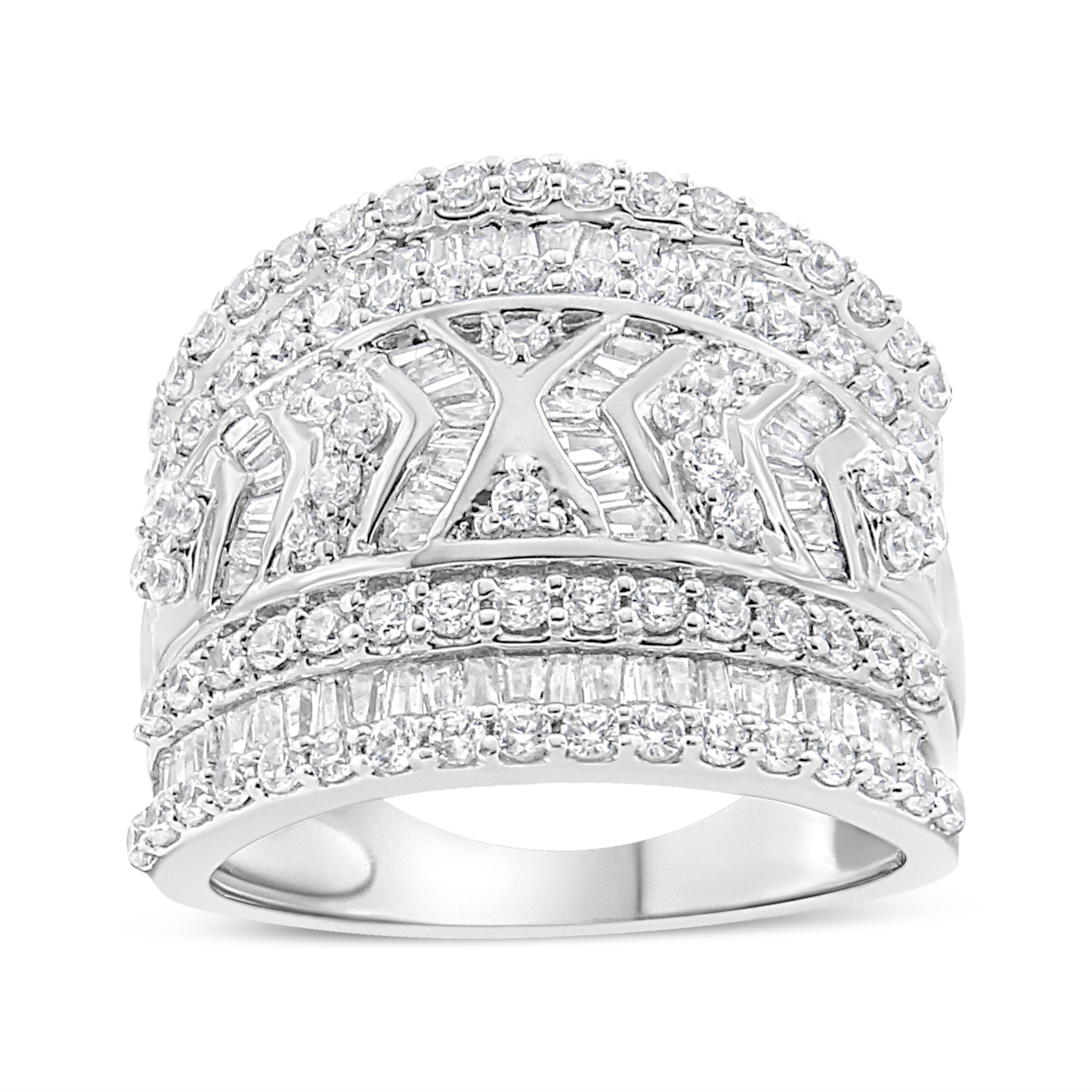 .925 Sterling Silver 2.0 Cttw Diamond Edge Multi-Row Ring Band J-K Color, I3 Clarity - Ring Size 7 on sale at MyriadMart