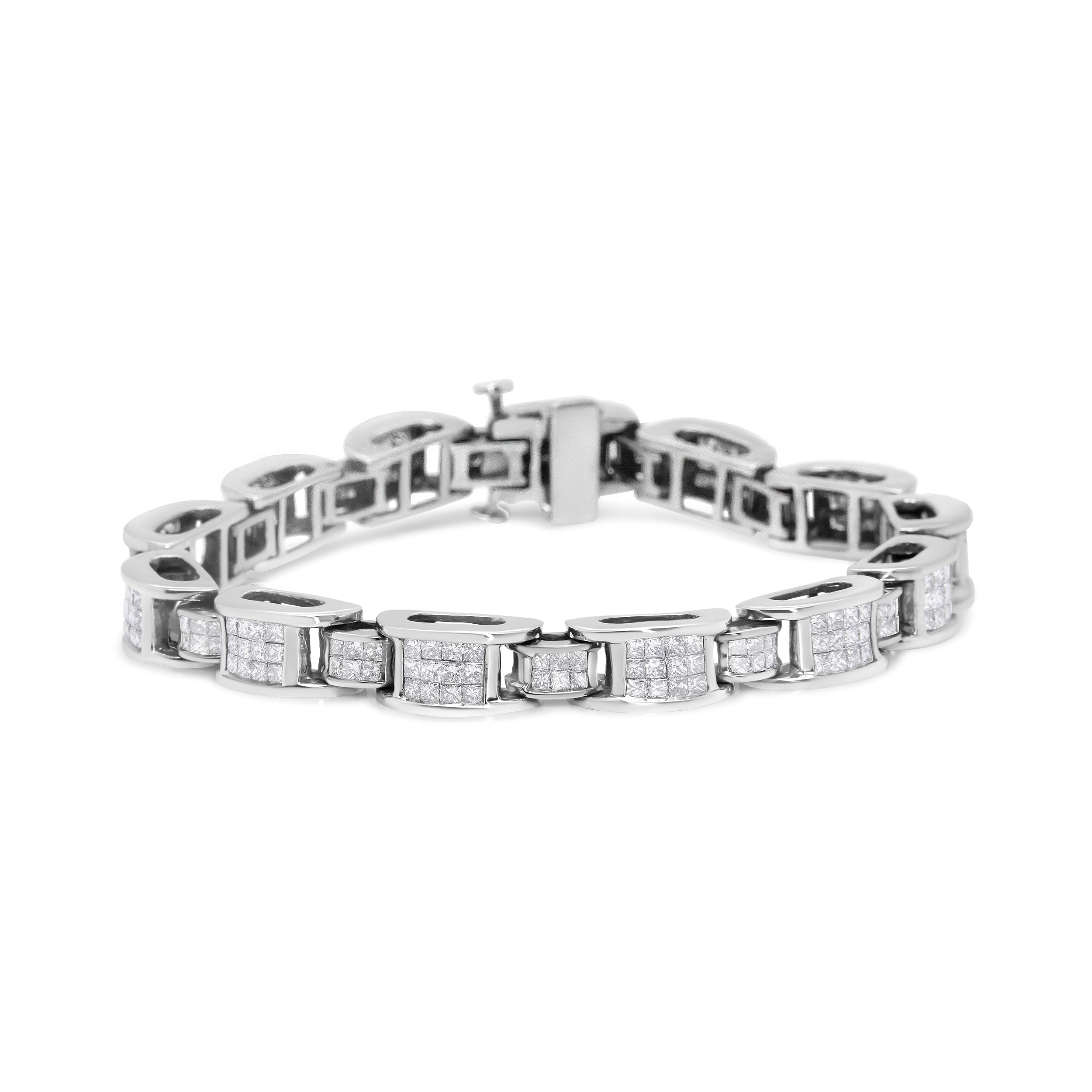 14K White Gold 5.0 Cttw Princess Cut Diamond Invisible Set Alternating Size D Shaped Links Tennis Bracelet H-I Color, SI2-I1 Clarity - 7â€ on sale at MyriadMart