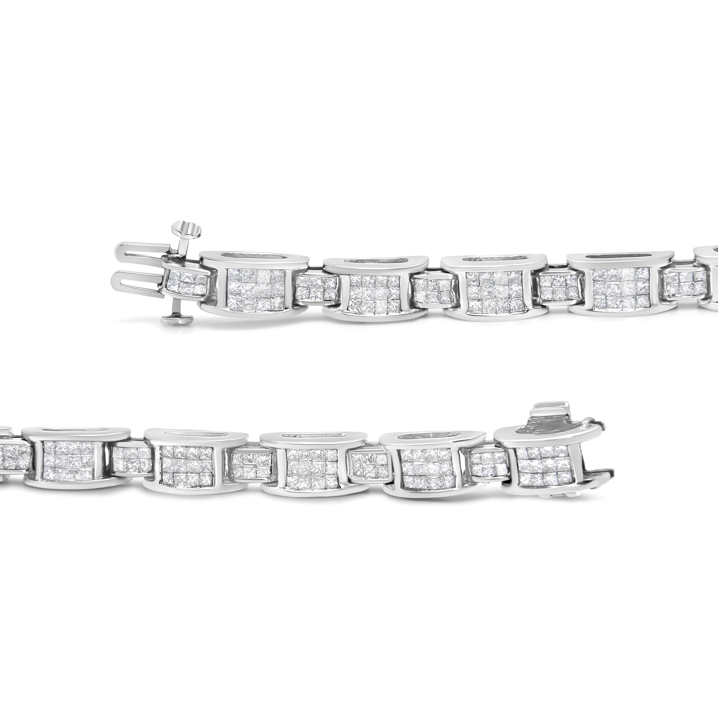 14K White Gold 5.0 Cttw Princess Cut Diamond Invisible Set Alternating Size D Shaped Links Tennis Bracelet H-I Color, SI2-I1 Clarity - 7â€ on sale at MyriadMart