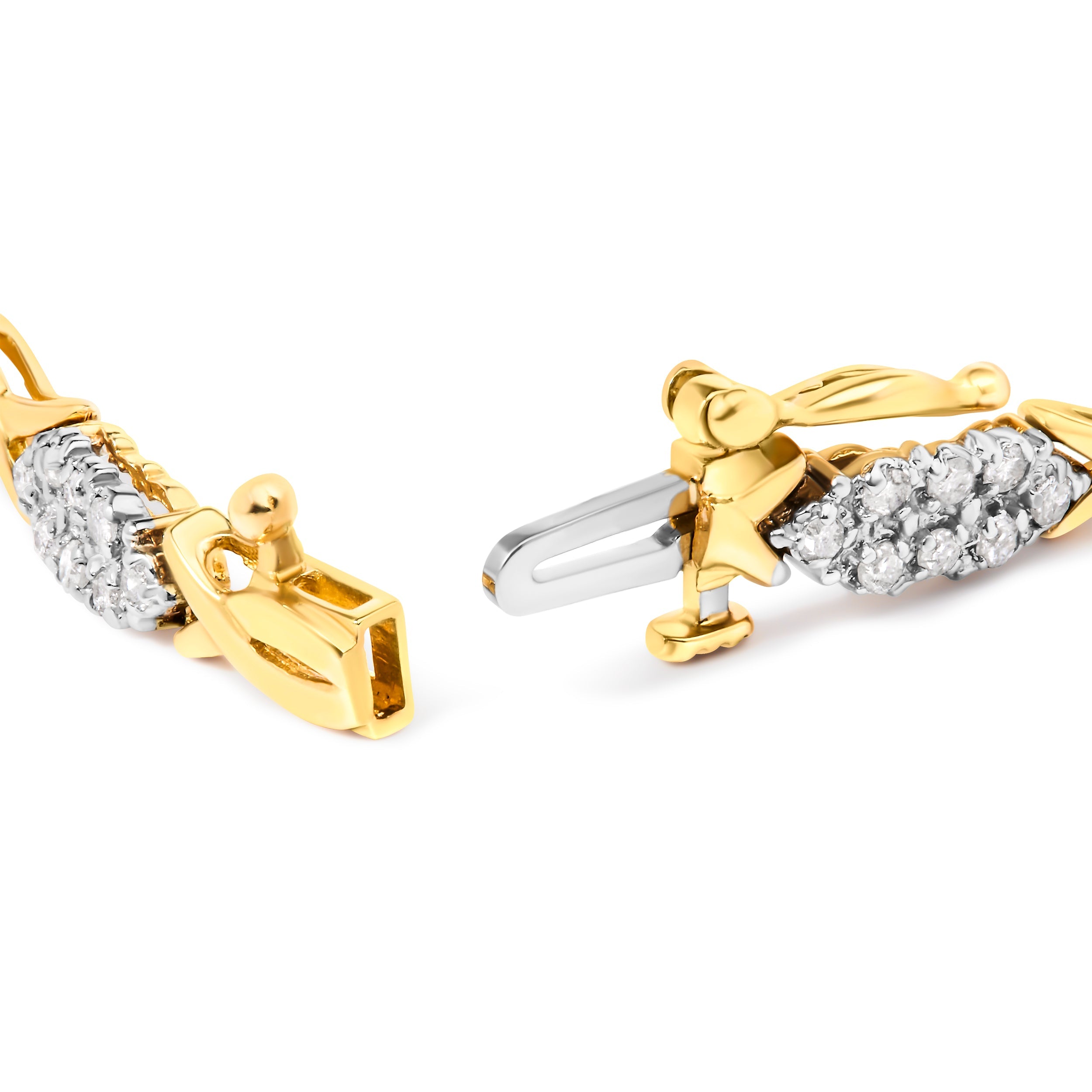 10K Yellow Gold 1.00 Cttw Round-Cut Diamond Spiral Link 7" Bracelet H-I Color, I2-I3 Clarity on sale at MyriadMart