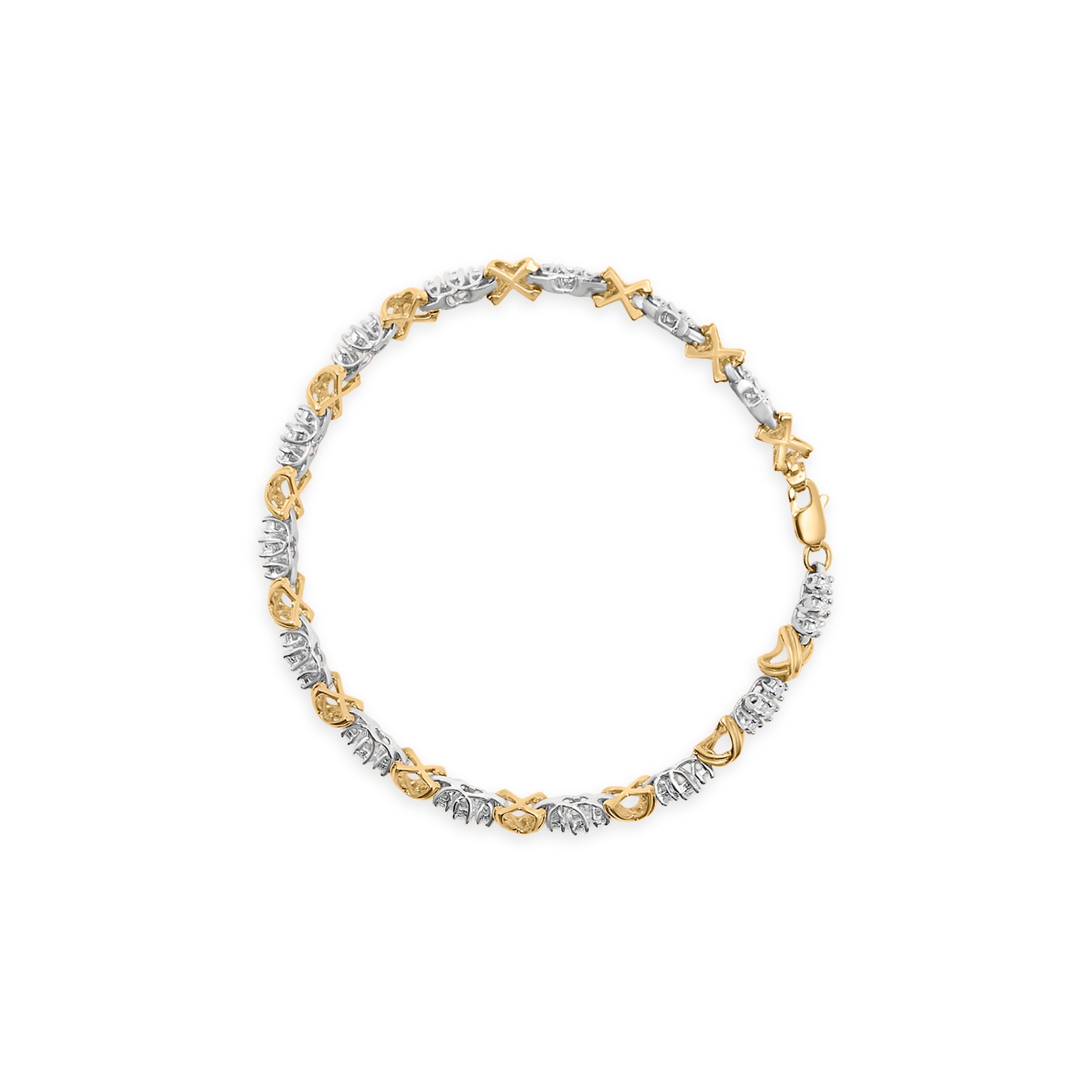 10K Two-Tone Gold 1.00 Cttw Diamond X-Link Link Bracelet on sale at MyriadMart