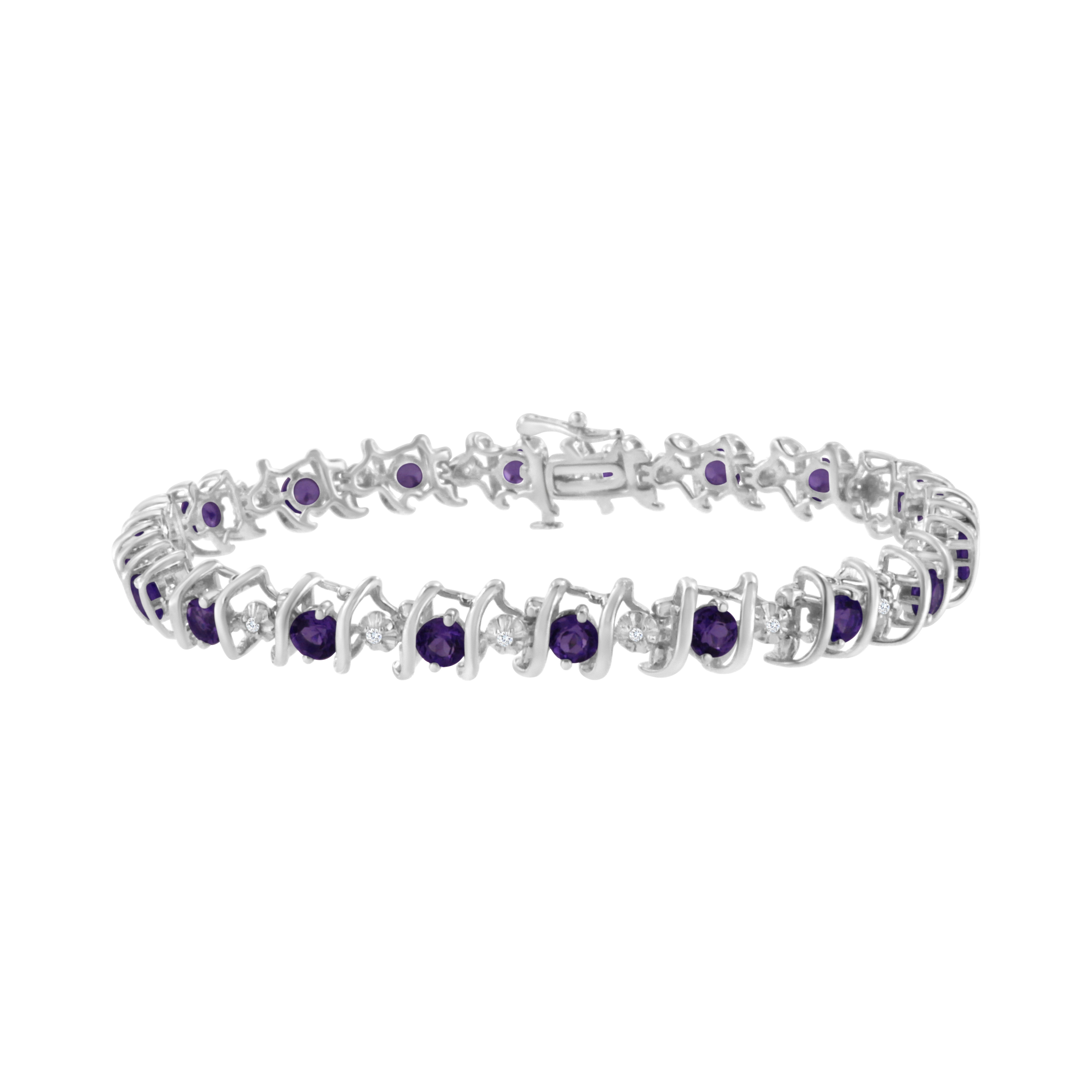 .925 Sterling Silver, Lab-Grown Gemstone and 4 Cttw Round Diamond Tennis Bracelet H-I Color, I1-I2 Clarity - Created Blue Sapphire, September Birthstone on sale at MyriadMart