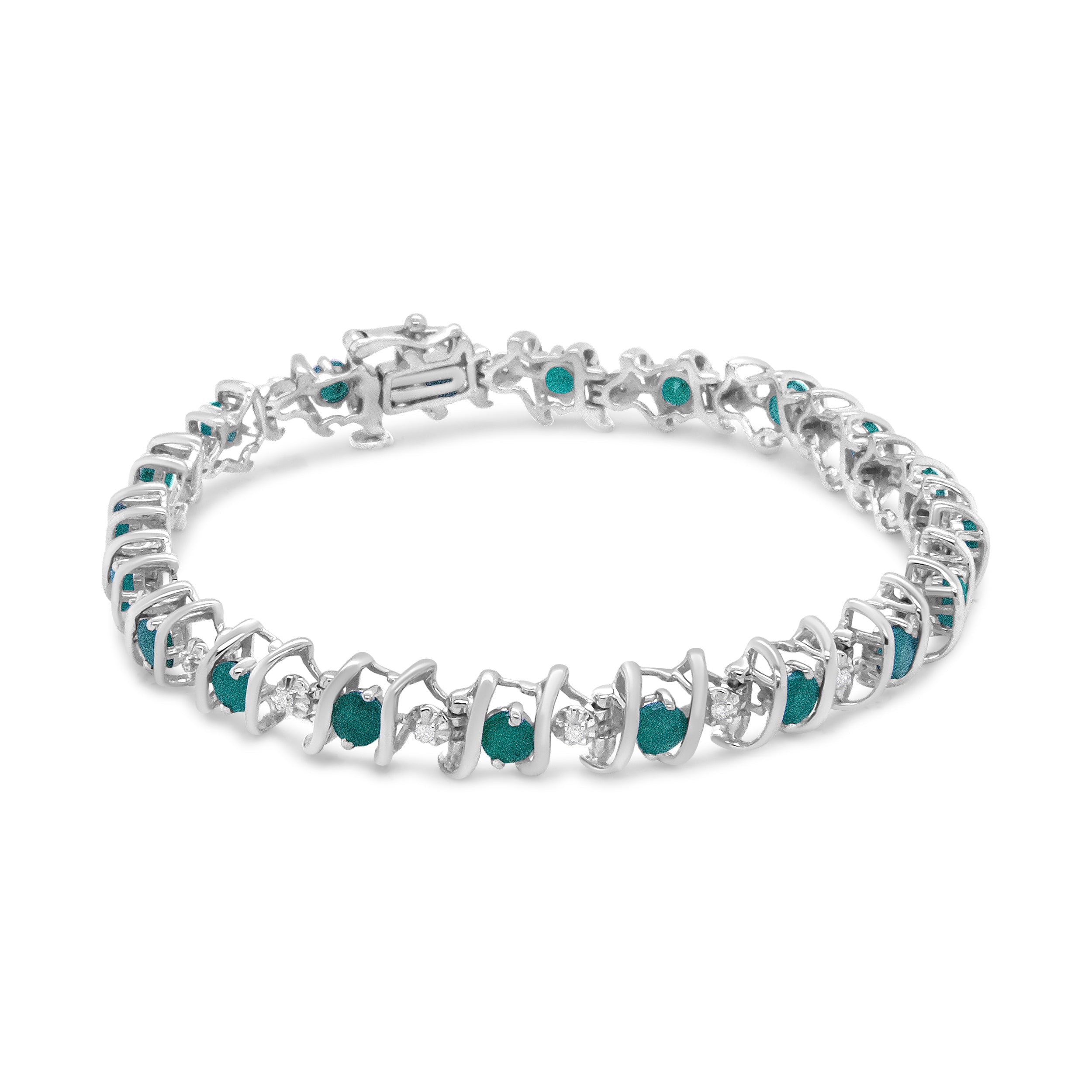 .925 Sterling Silver, Lab-Grown Gemstone and 4 Cttw Round Diamond Tennis Bracelet H-I Color, I1-I2 Clarity - Created Blue Sapphire, September Birthstone on sale at MyriadMart