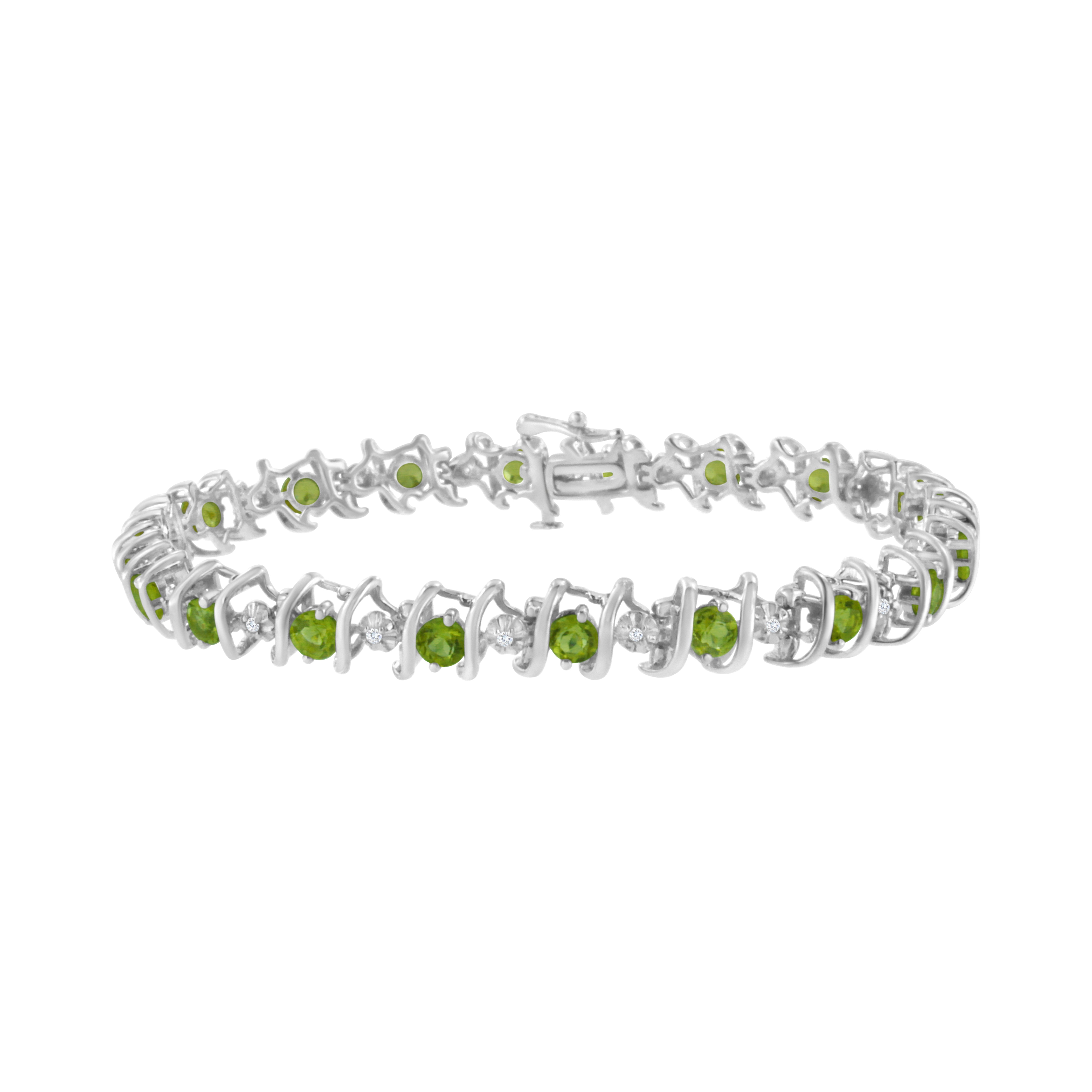 .925 Sterling Silver, Lab-Grown Gemstone and 4 Cttw Round Diamond Tennis Bracelet H-I Color, I1-I2 Clarity - Created Blue Sapphire, September Birthstone on sale at MyriadMart