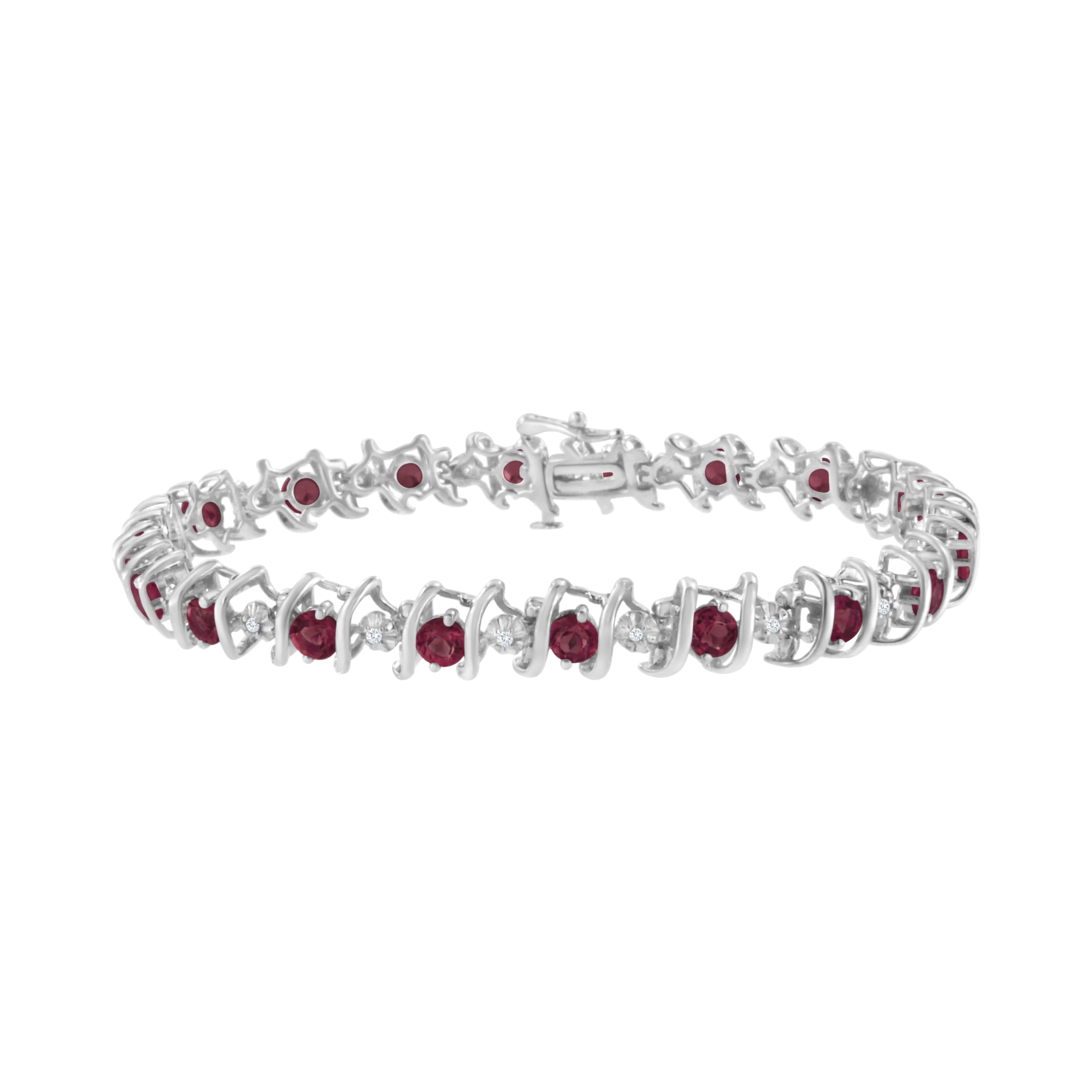 .925 Sterling Silver, Lab-Grown Gemstone and 4 Cttw Round Diamond Tennis Bracelet H-I Color, I1-I2 Clarity - Created Blue Sapphire, September Birthstone on sale at MyriadMart