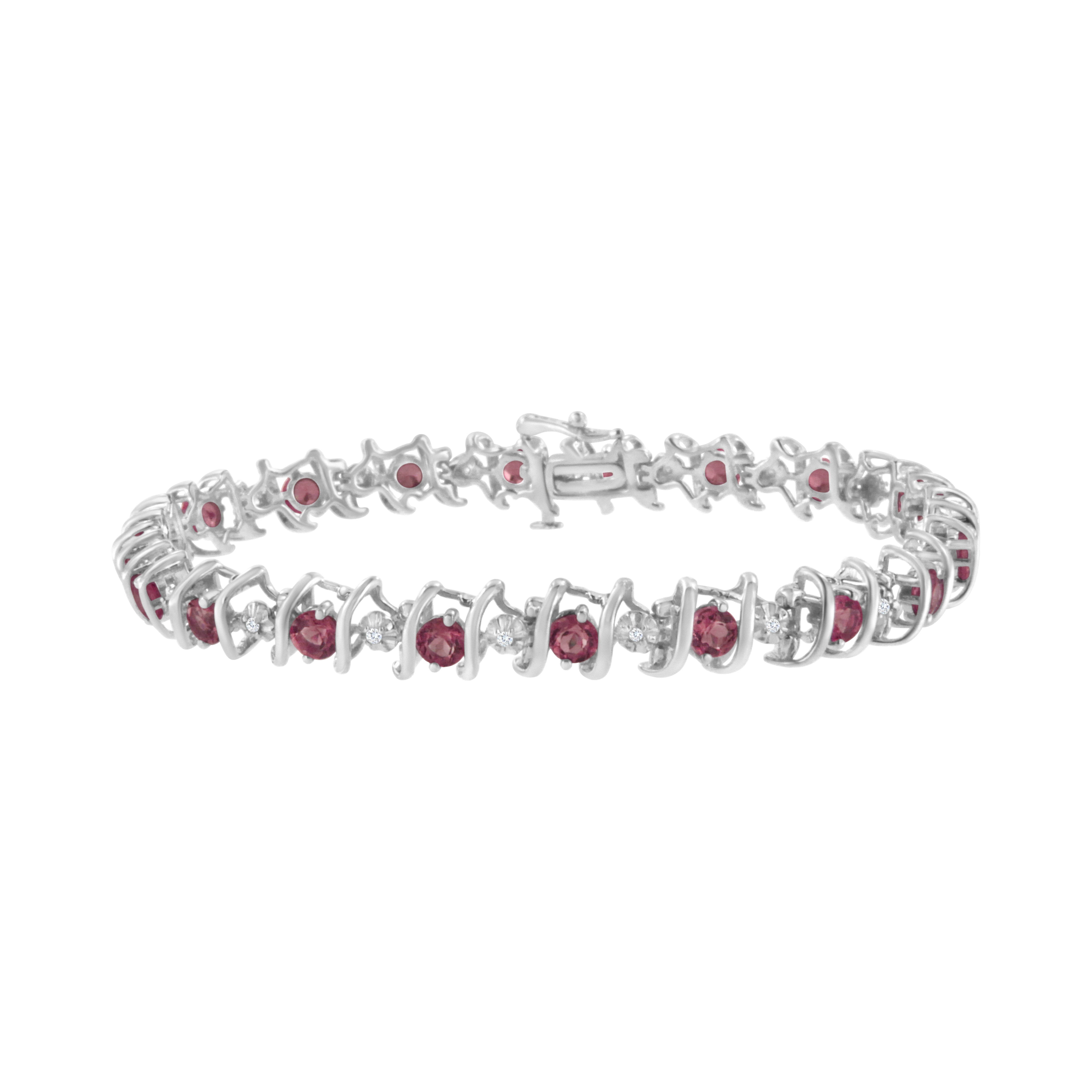 .925 Sterling Silver, Lab-Grown Gemstone and 4 Cttw Round Diamond Tennis Bracelet H-I Color, I1-I2 Clarity - Created Blue Sapphire, September Birthstone on sale at MyriadMart