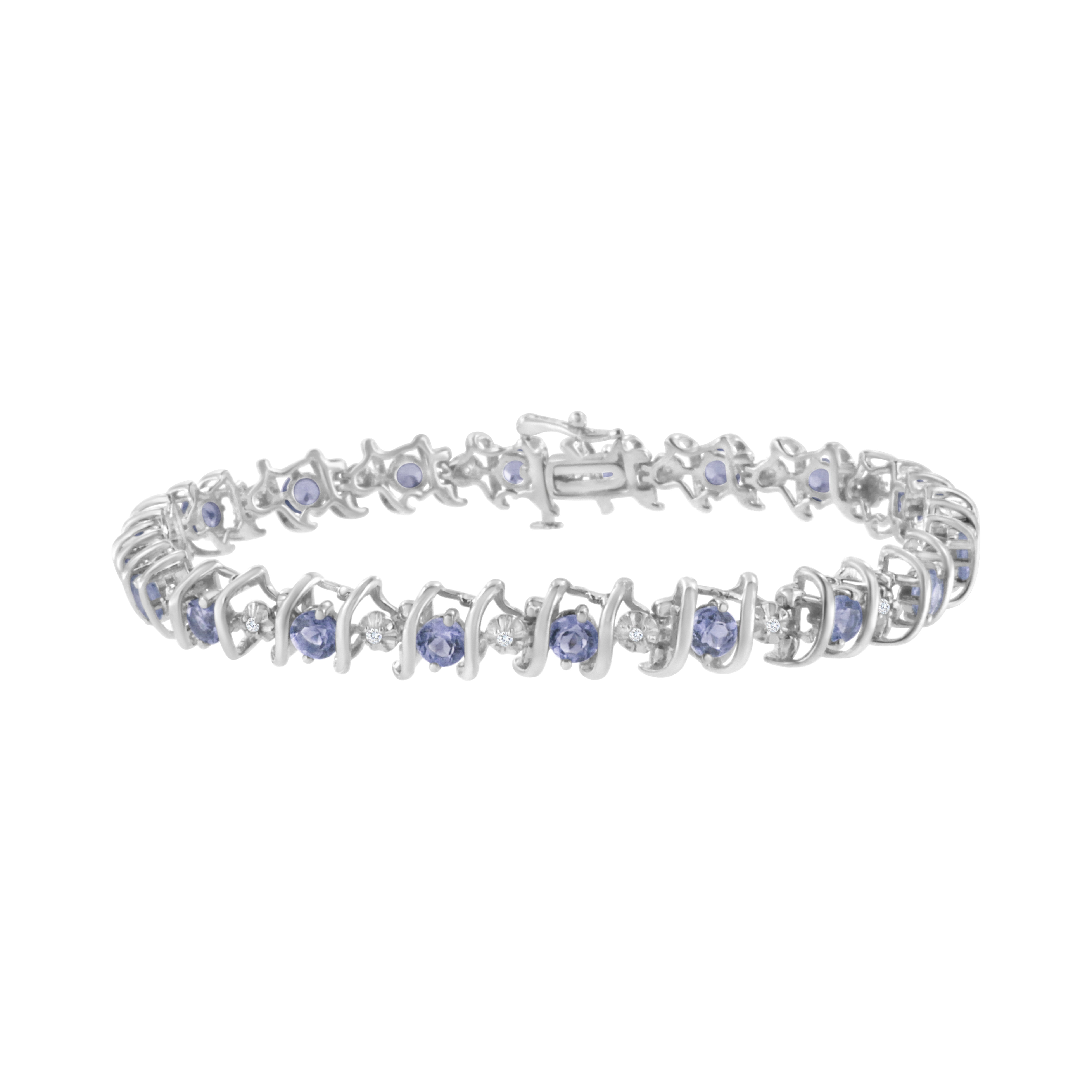 .925 Sterling Silver, Lab-Grown Gemstone and 4 Cttw Round Diamond Tennis Bracelet H-I Color, I1-I2 Clarity - Created Blue Sapphire, September Birthstone on sale at MyriadMart