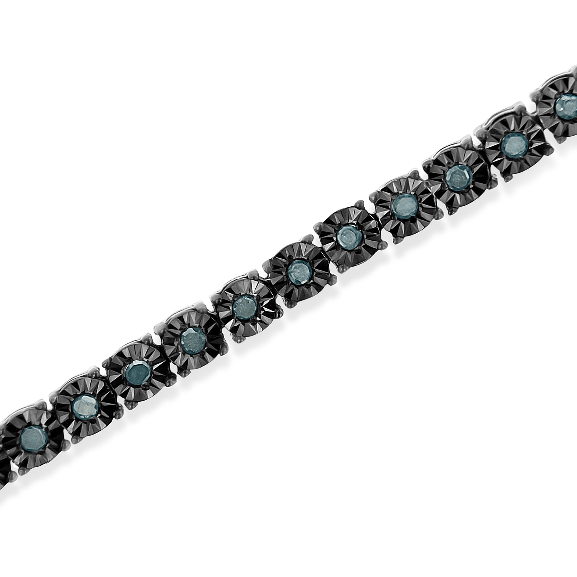Black Rhodium Plated .925 Sterling Silver 1.0 Cttw Diamond Miracle Tennis Bracelet Enhanced Blue Color, I3 Clarity - 7" on sale at MyriadMart