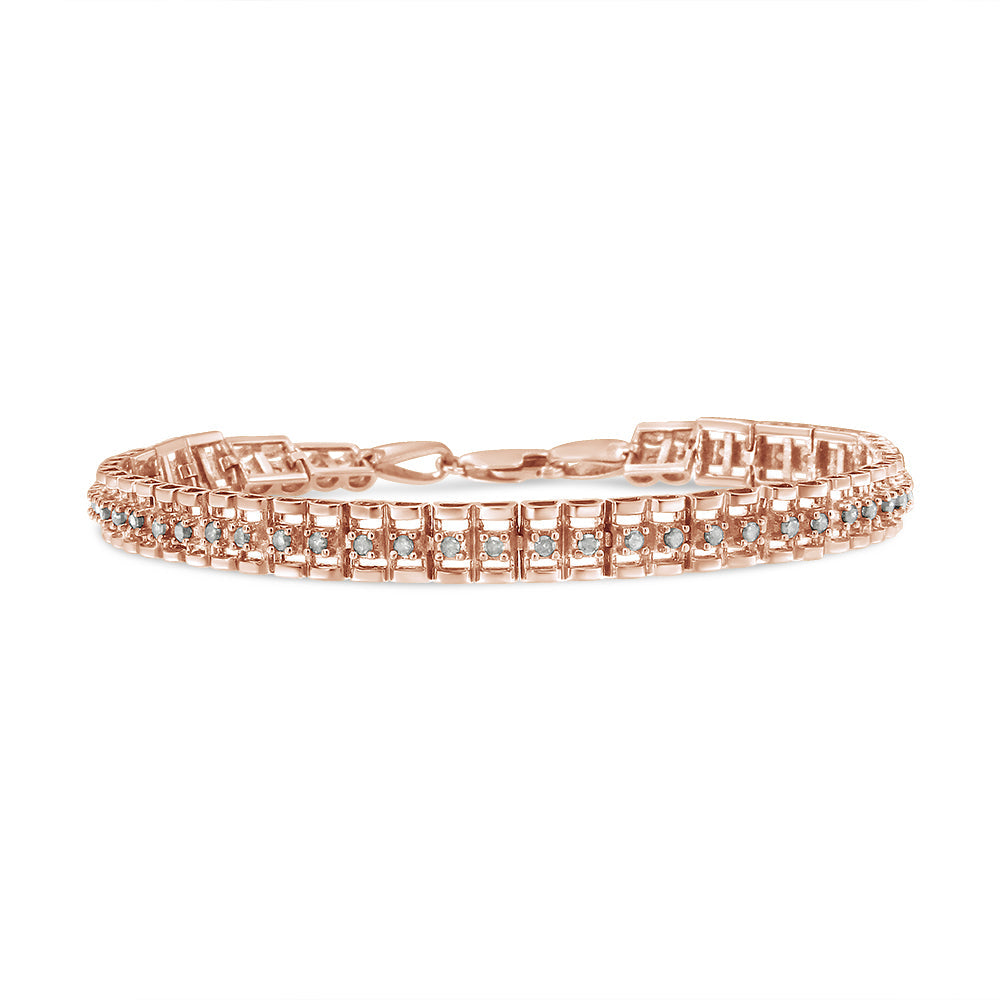 .925 Sterling Silver 1.0 Cttw Rose Cut Diamond Double-Link 7" Tennis Bracelet I-J Color, I3 Clarity on sale at MyriadMart