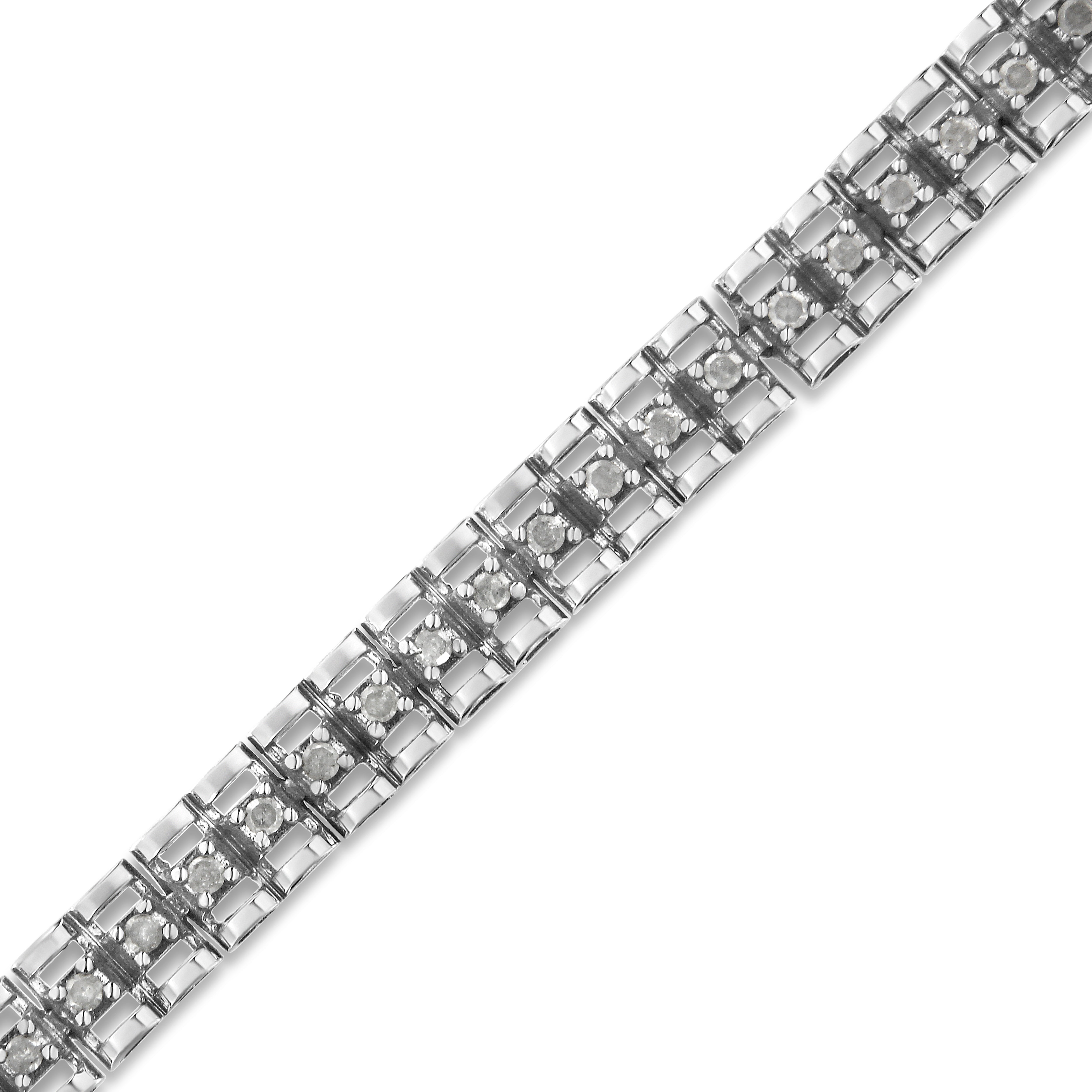 .925 Sterling Silver 1.0 Cttw Rose Cut Diamond Double-Link 7" Tennis Bracelet I-J Color, I3 Clarity on sale at MyriadMart