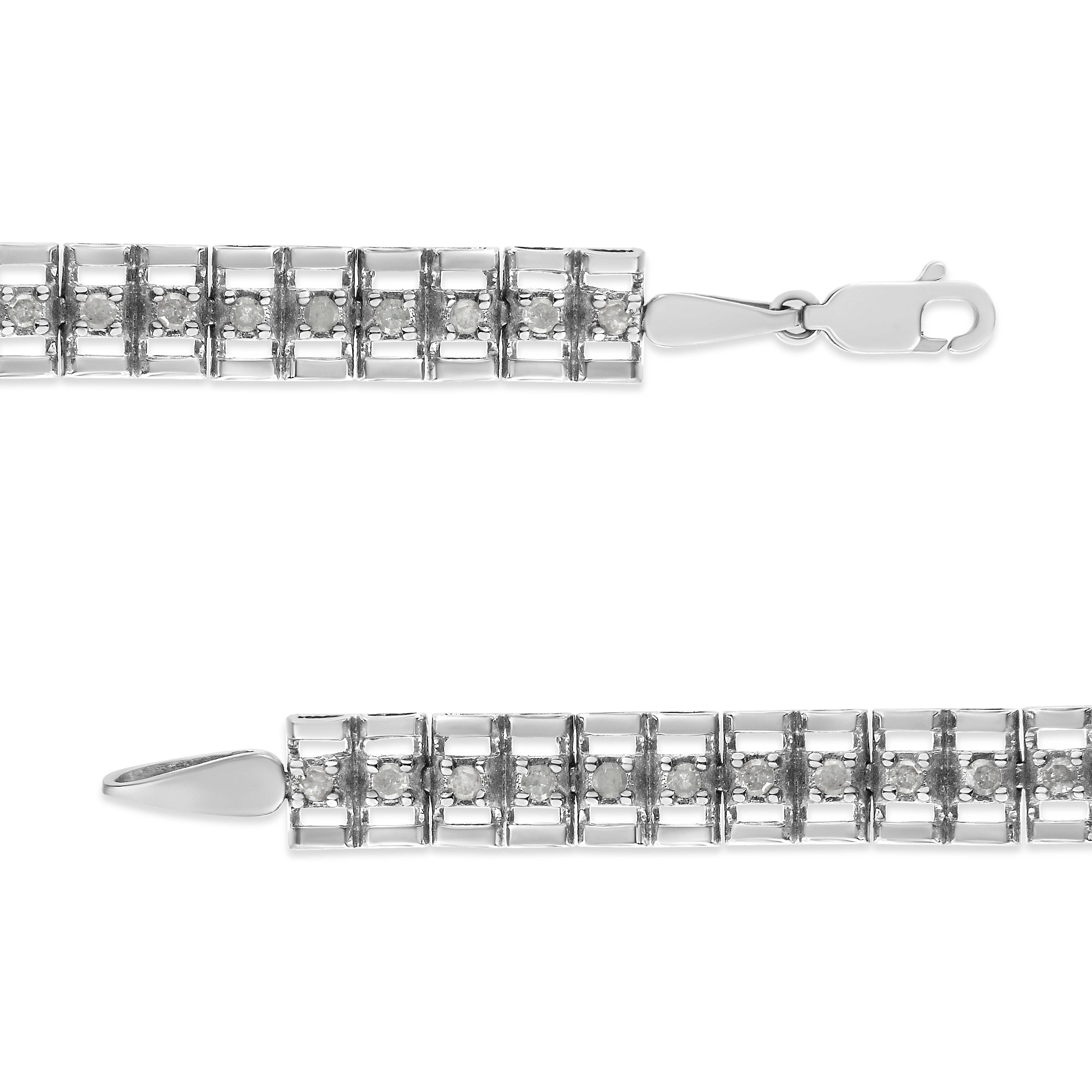 .925 Sterling Silver 1.0 Cttw Rose Cut Diamond Double-Link 7" Tennis Bracelet I-J Color, I3 Clarity on sale at MyriadMart