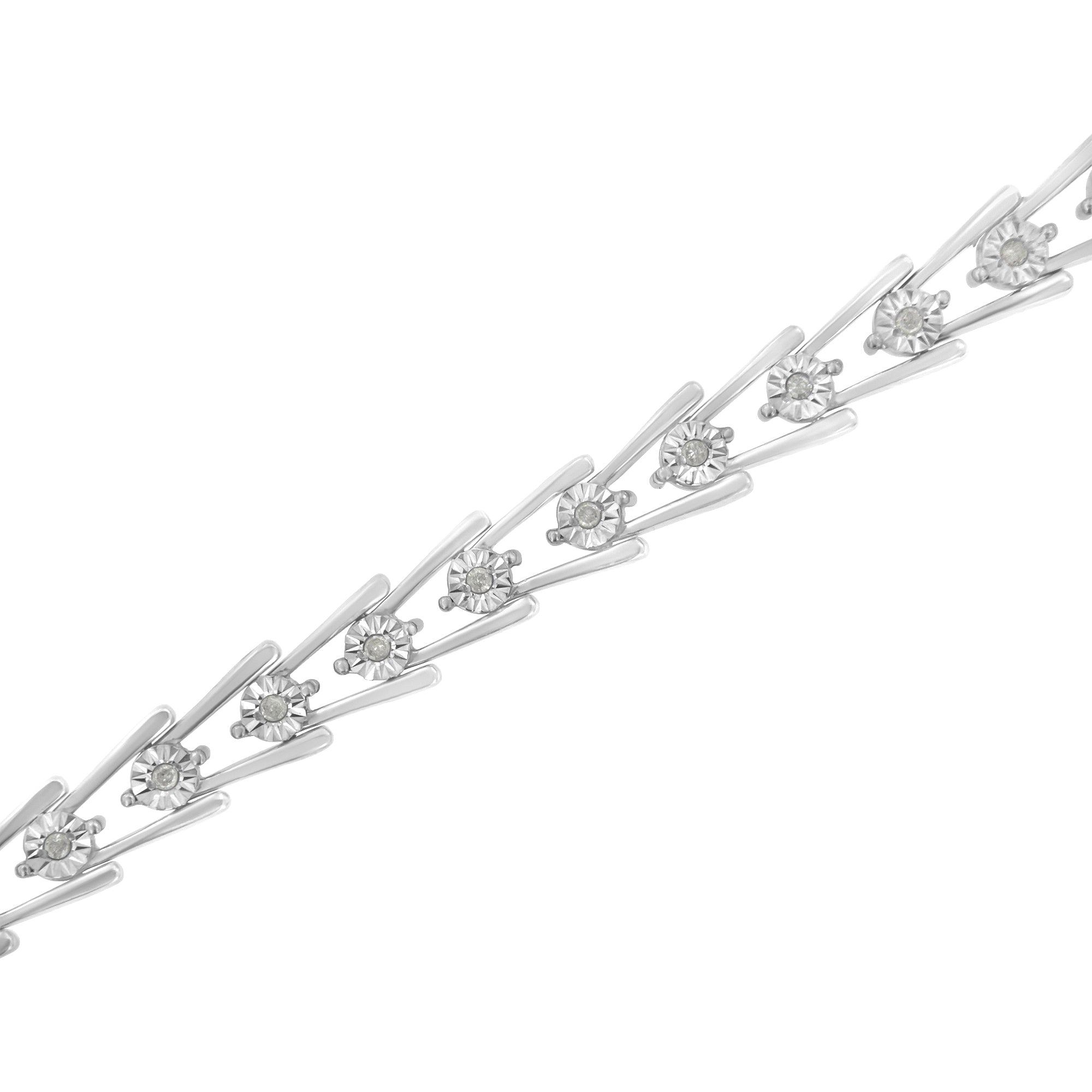 .925 Sterling Silver 1/4 cttw Miracle Set Diamond Sleek and Open "V"Bracelet I-J Color, I3 Clarity -7.5" on sale at MyriadMart