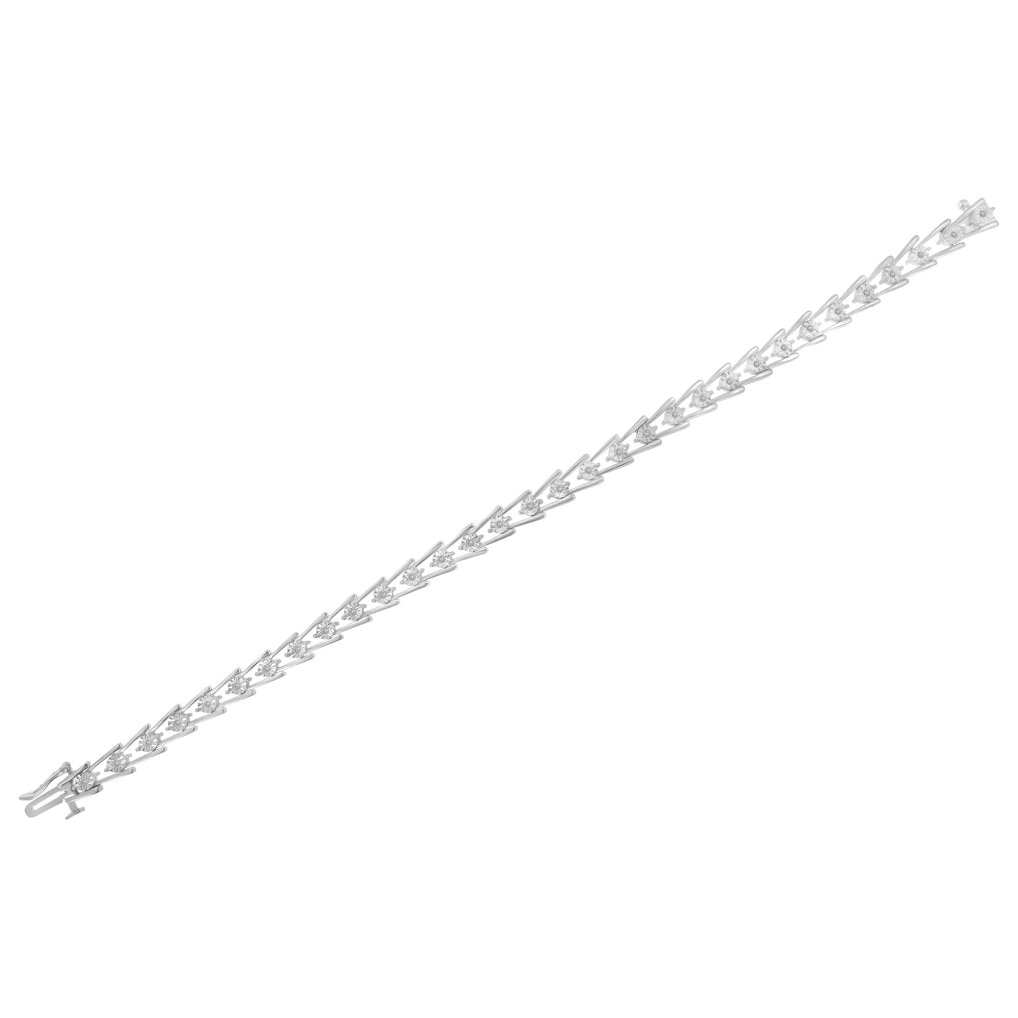 .925 Sterling Silver 1/4 cttw Miracle Set Diamond Sleek and Open "V"Bracelet I-J Color, I3 Clarity -7.5" on sale at MyriadMart