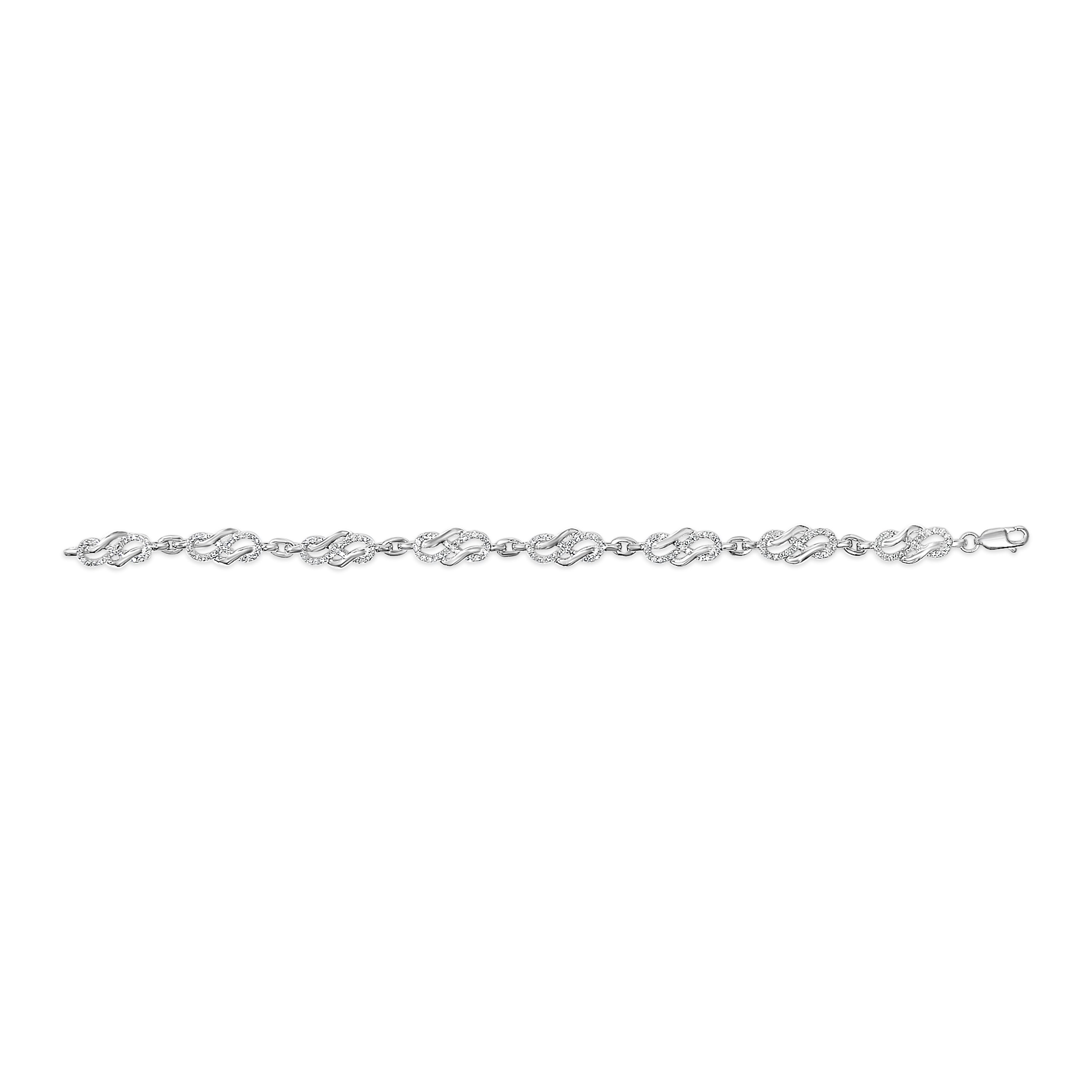 .925 Sterling Silver 1.0 Cttw Diamond Infinity Loop and Swirl Link Bracelet I-J Color, I2-I3 Clarity - 7.25" Inches on sale at MyriadMart