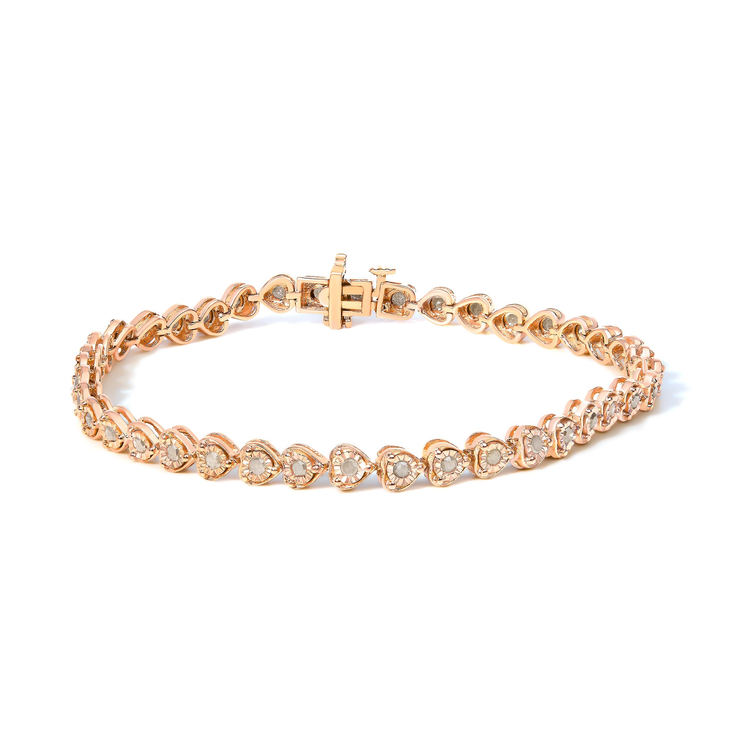 .925 Sterling Silver 1.0 Cttw Miracle Set Diamond Heart-Link 7" Tennis Bracelet I-J Color, I2-I3 Clarity on sale at MyriadMart