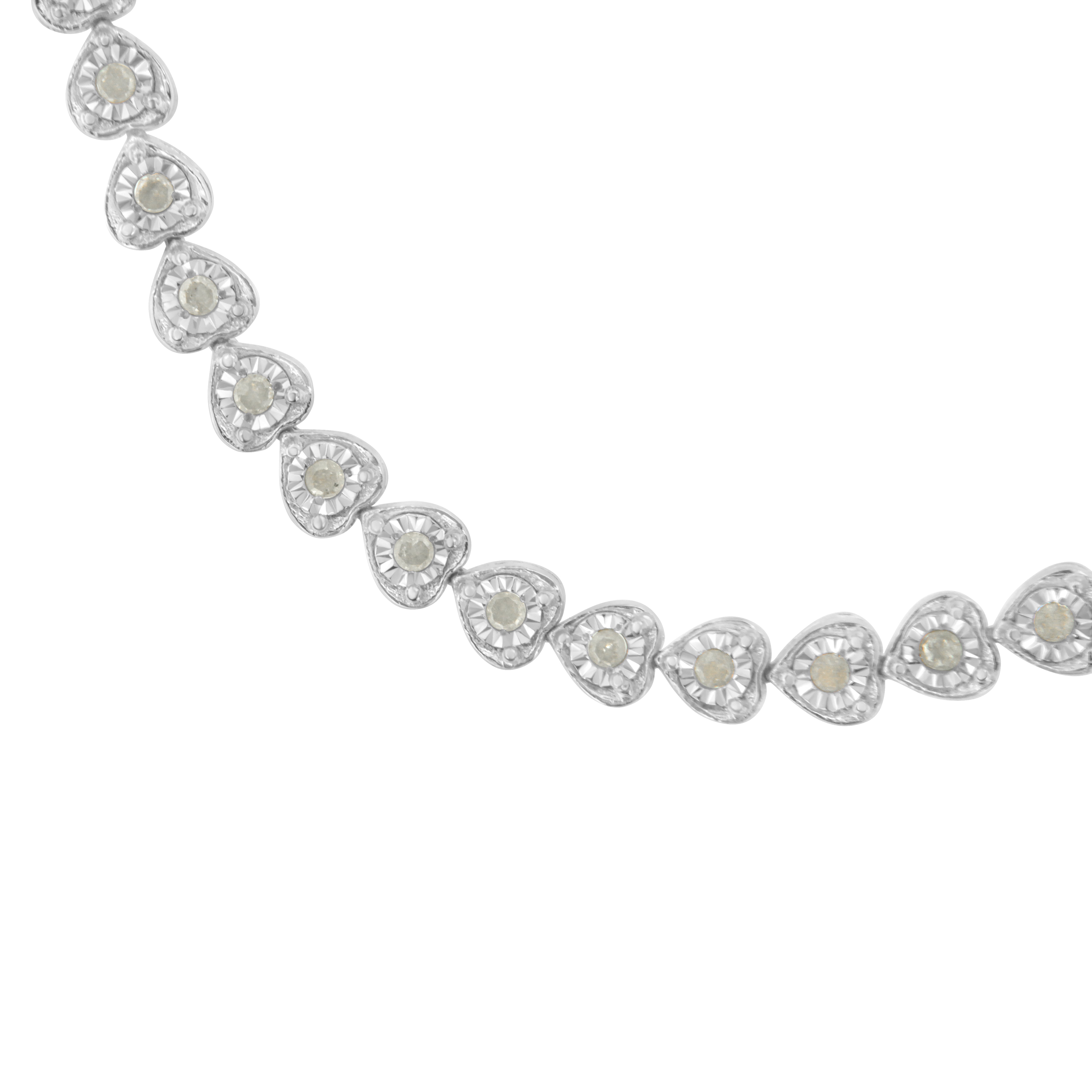 .925 Sterling Silver 1.0 Cttw Miracle Set Diamond Heart-Link 7" Tennis Bracelet I-J Color, I2-I3 Clarity on sale at MyriadMart