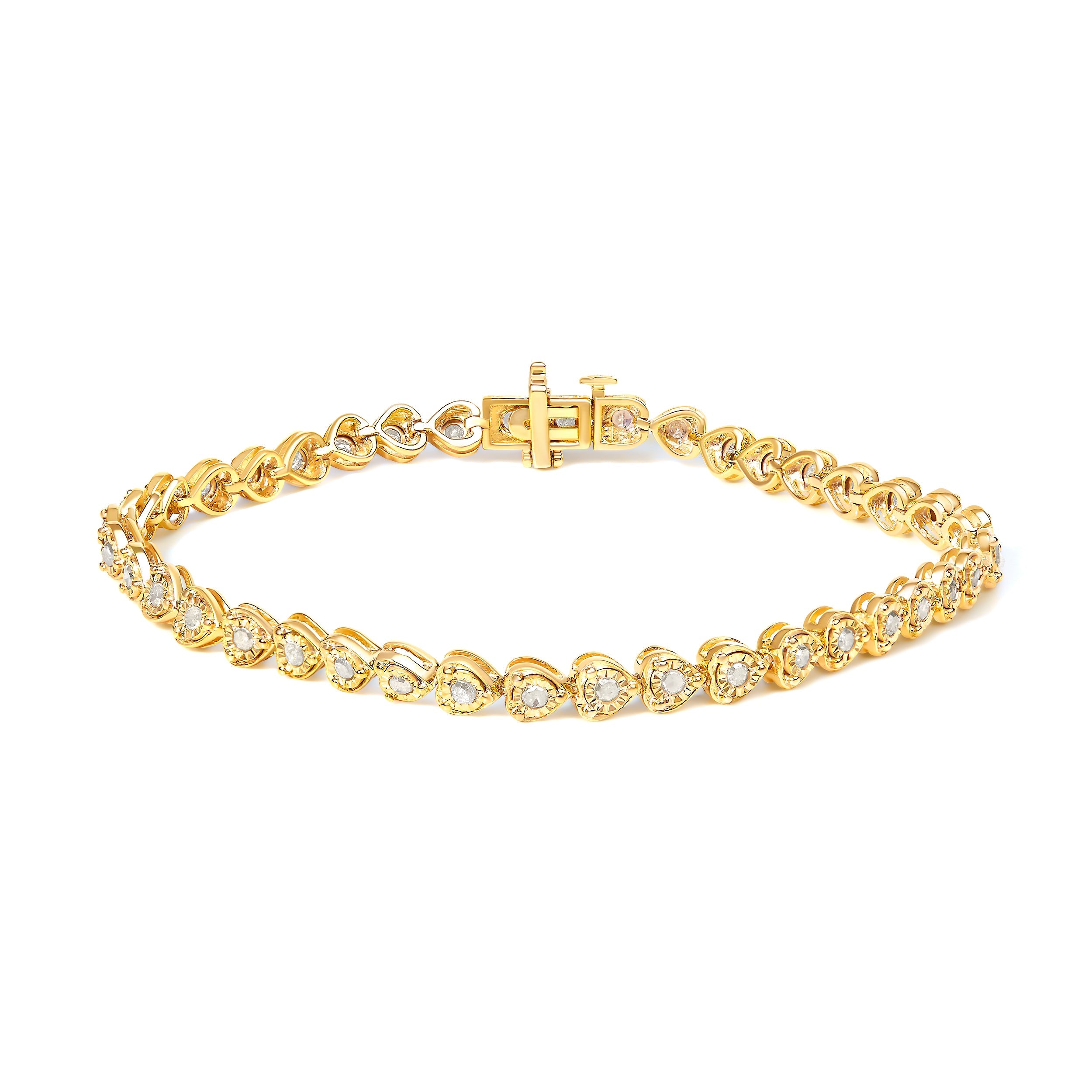 .925 Sterling Silver 1.0 Cttw Miracle Set Diamond Heart-Link 7" Tennis Bracelet I-J Color, I2-I3 Clarity on sale at MyriadMart