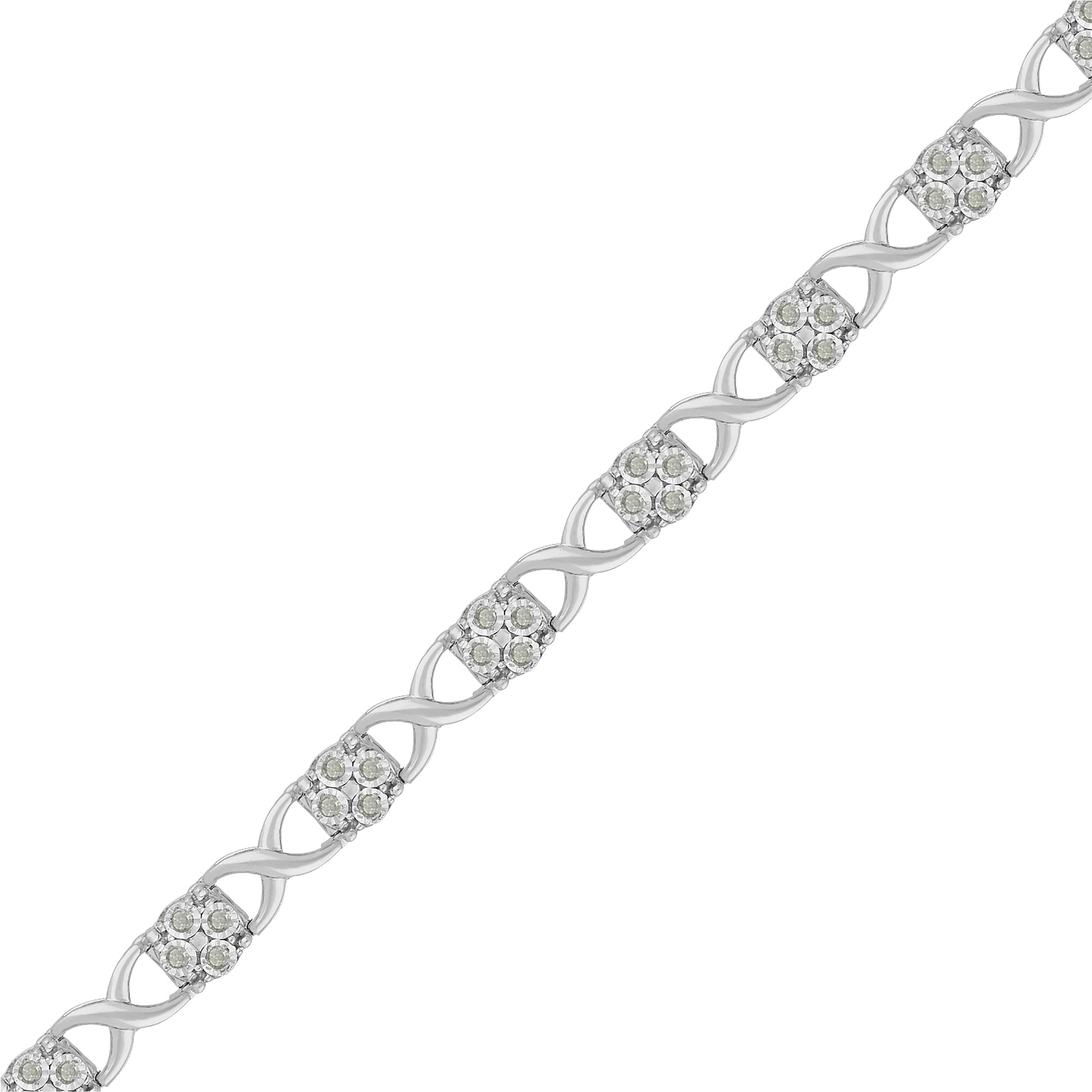 Sterling Silver Rose-Cut Diamond Love Locks Link Bracelet 1.00cttw,I-J color,I3-Promo clarity on sale at MyriadMart