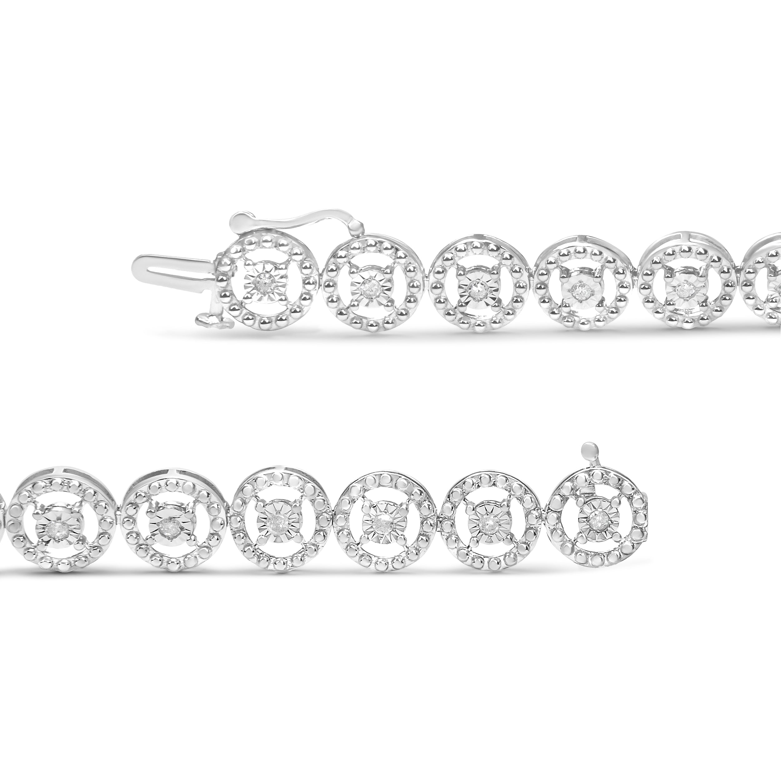 .925 Sterling Silver 1/2 Cttw Diamond Nested Circle Miracle Set Open Wheel 7" Fashion Link Bracelet I-J Color, I3 Clarity on sale at MyriadMart