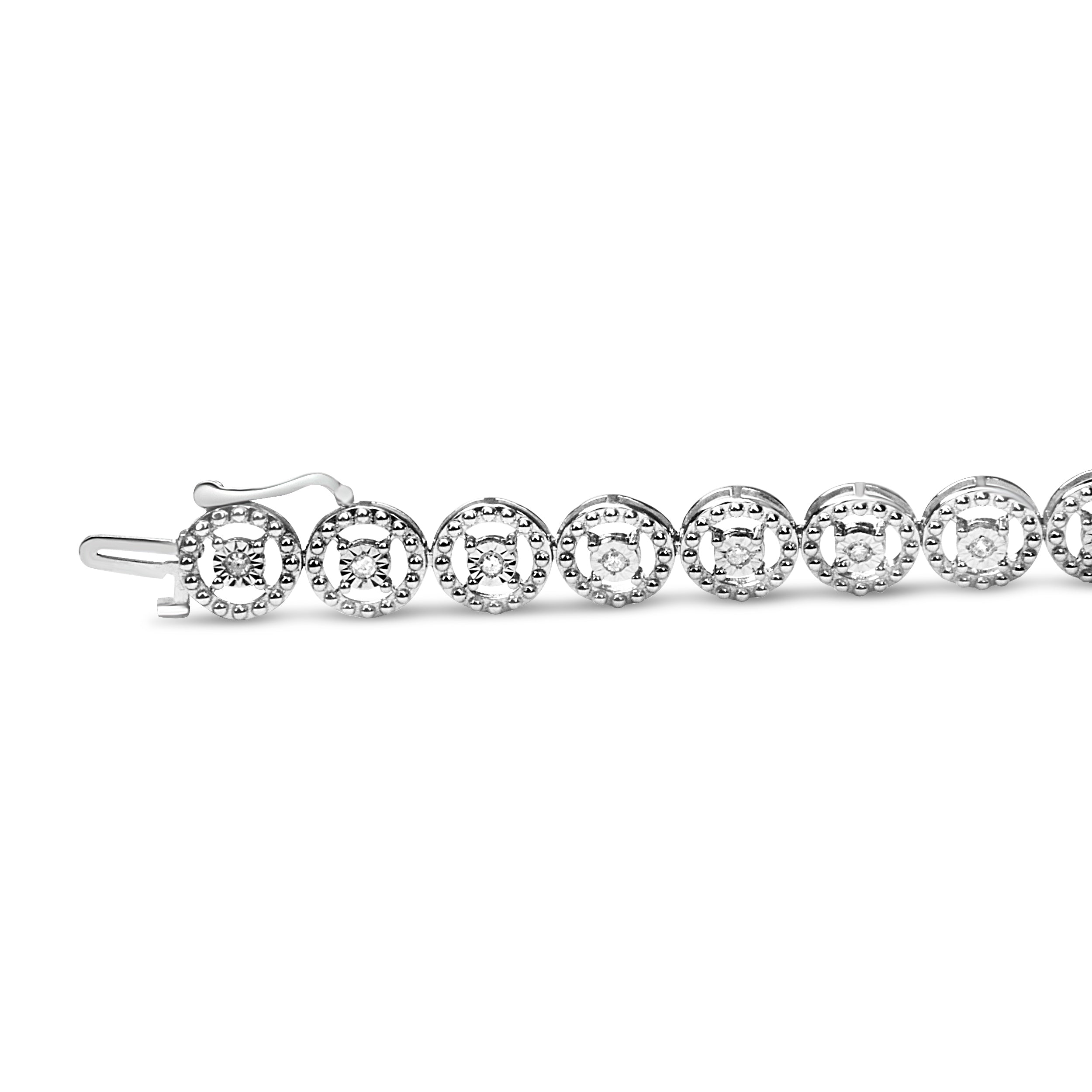 .925 Sterling Silver 1/2 Cttw Diamond Nested Circle Miracle Set Open Wheel 7" Fashion Link Bracelet I-J Color, I3 Clarity on sale at MyriadMart