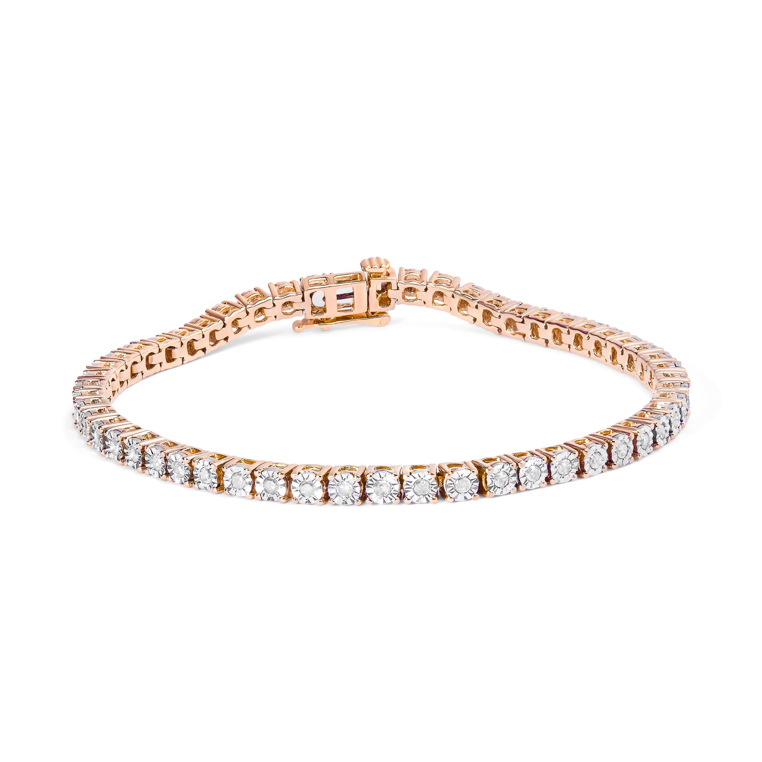 .925 Sterling Silver 1.0 Cttw Miracle-Set Diamond Round Faceted Bezel Tennis Bracelet I-J Color, I3 Clarity - 7" on sale at MyriadMart