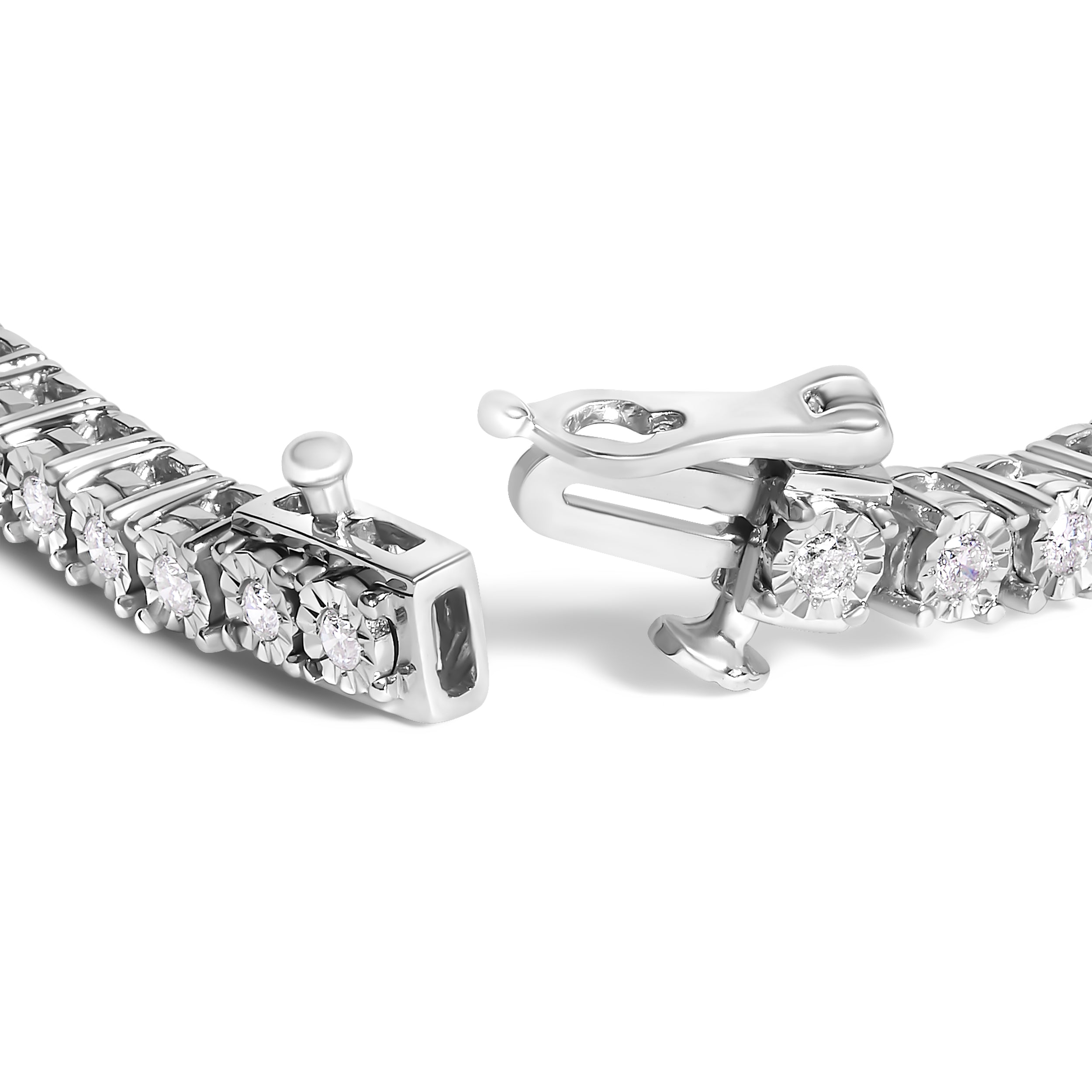 .925 Sterling Silver 3.0 Cttw Lab Grown Diamond Illusion-Set Miracle Plate Tennis Bracelet G-H Color, VS1-VS2 Clarity - Size 7.25" on sale at MyriadMart