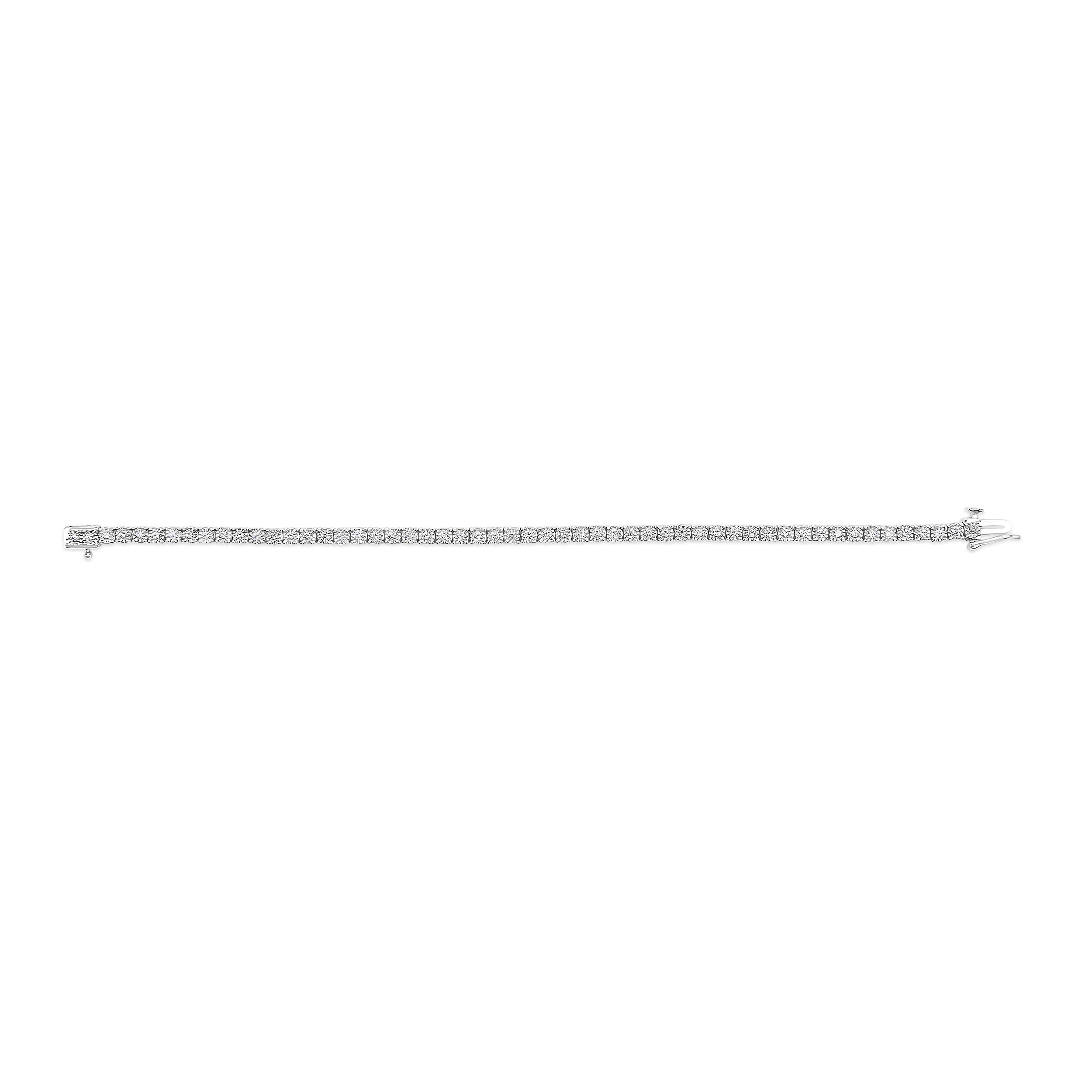 .925 Sterling Silver 3.0 Cttw Lab Grown Diamond Illusion-Set Miracle Plate Tennis Bracelet G-H Color, VS1-VS2 Clarity - Size 7.25" on sale at MyriadMart