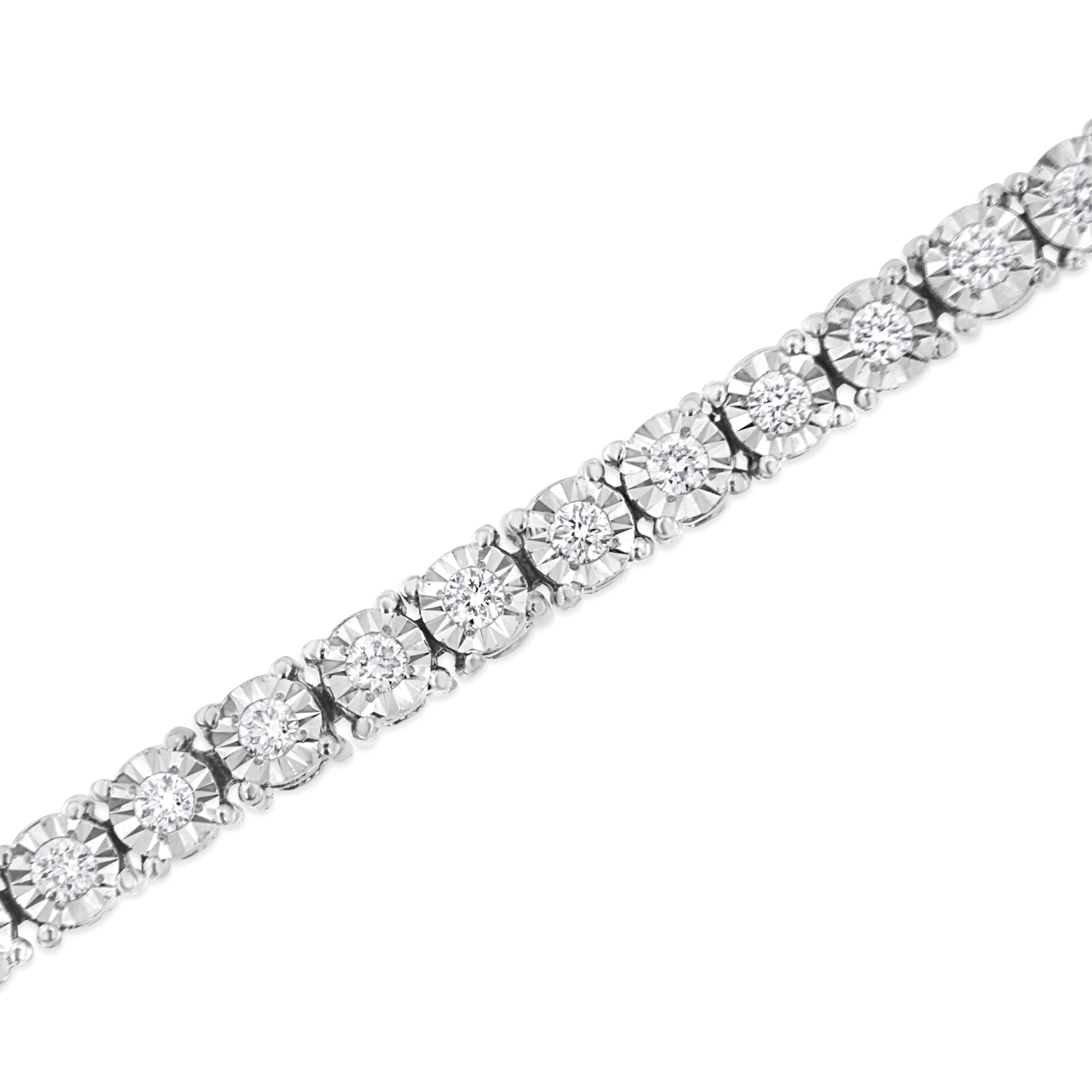 .925 Sterling Silver 3.0 Cttw Lab Grown Diamond Illusion-Set Miracle Plate Tennis Bracelet G-H Color, VS1-VS2 Clarity - Size 7.25" on sale at MyriadMart